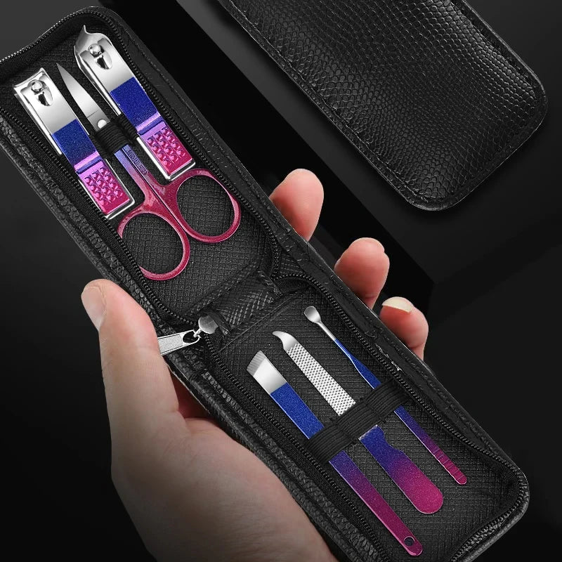 6-Piece Nail Care & Grooming Set - Stainless Steel Scissors, Clippers & Ear Pick