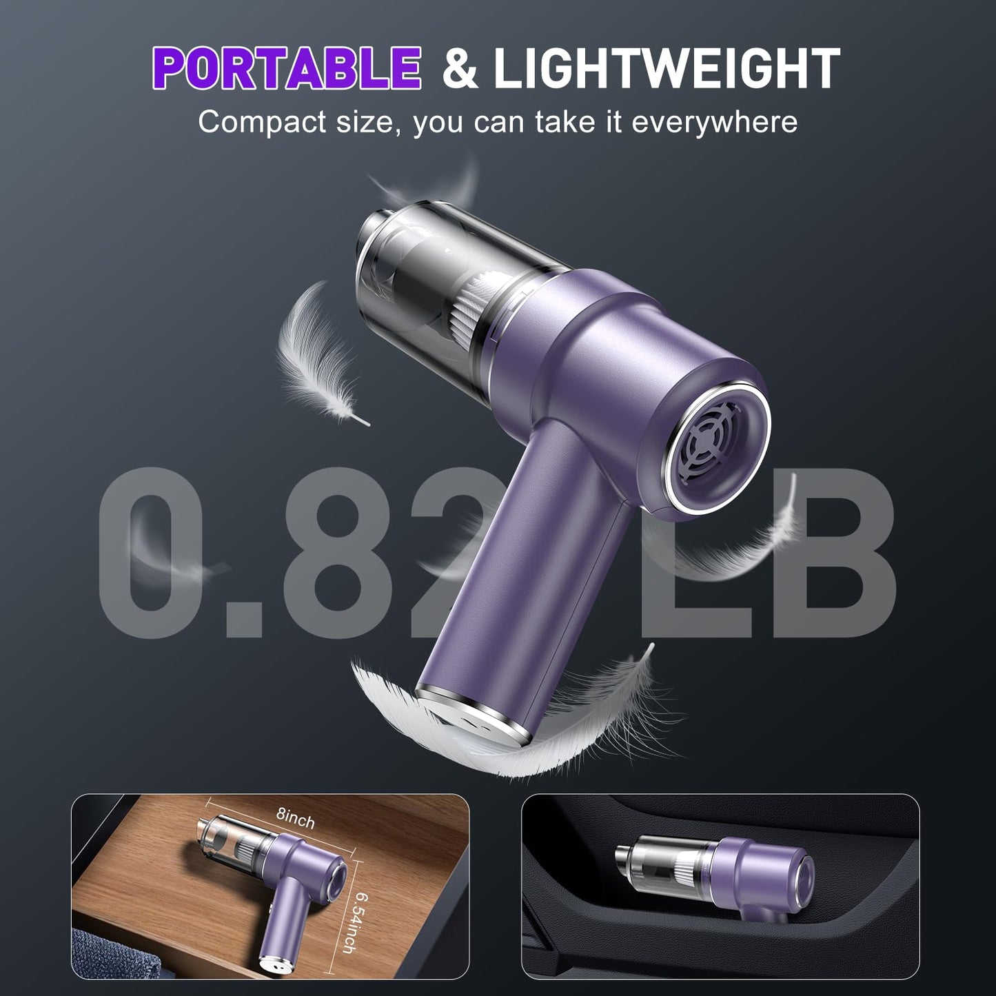 KMM Handheld Car Vacuum - 9000Pa Power with Air Duster & LED Light