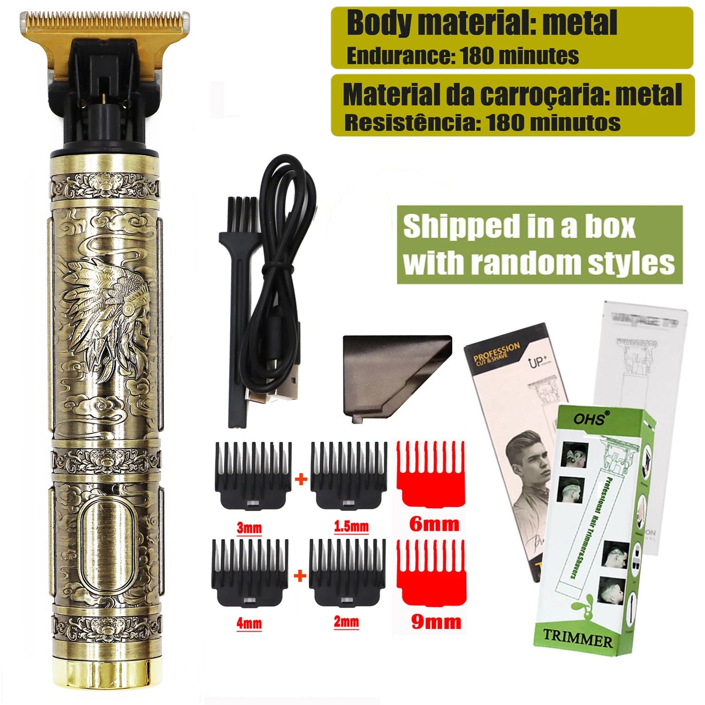 New Retro T9 Hair Clipper For Men, Electric Shaver, Rechargeable Hair Clipper, Portable Cordless Beard Trimmer