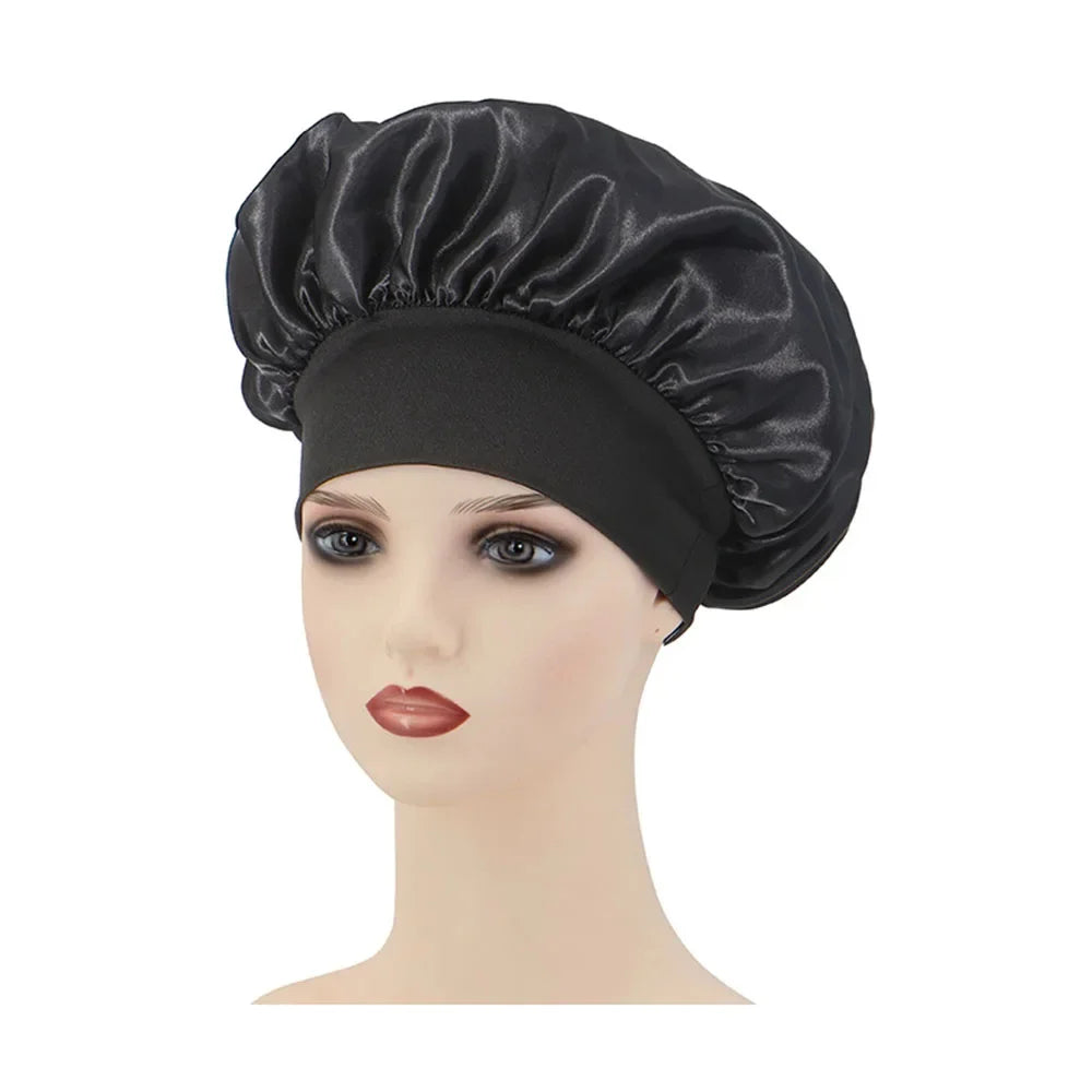 Satin Sleep Bonnet - Wide-Brimmed Hair Care Cap for Women & Men
