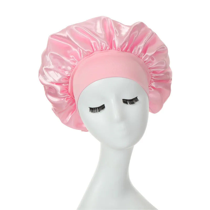 Satin Sleep Bonnet - Wide-Brimmed Hair Care Cap for Women & Men