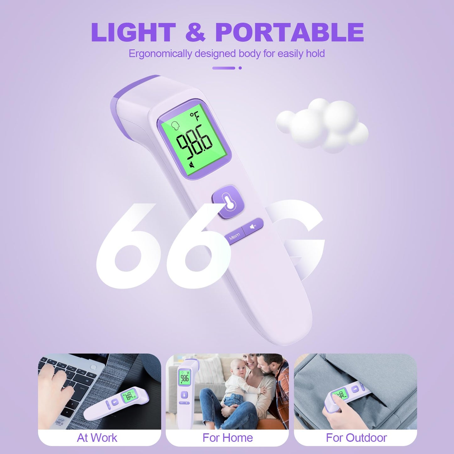 No-Touch Infrared Thermometer - 2-in-1 Forehead & Object Mode with Fever Alarm
