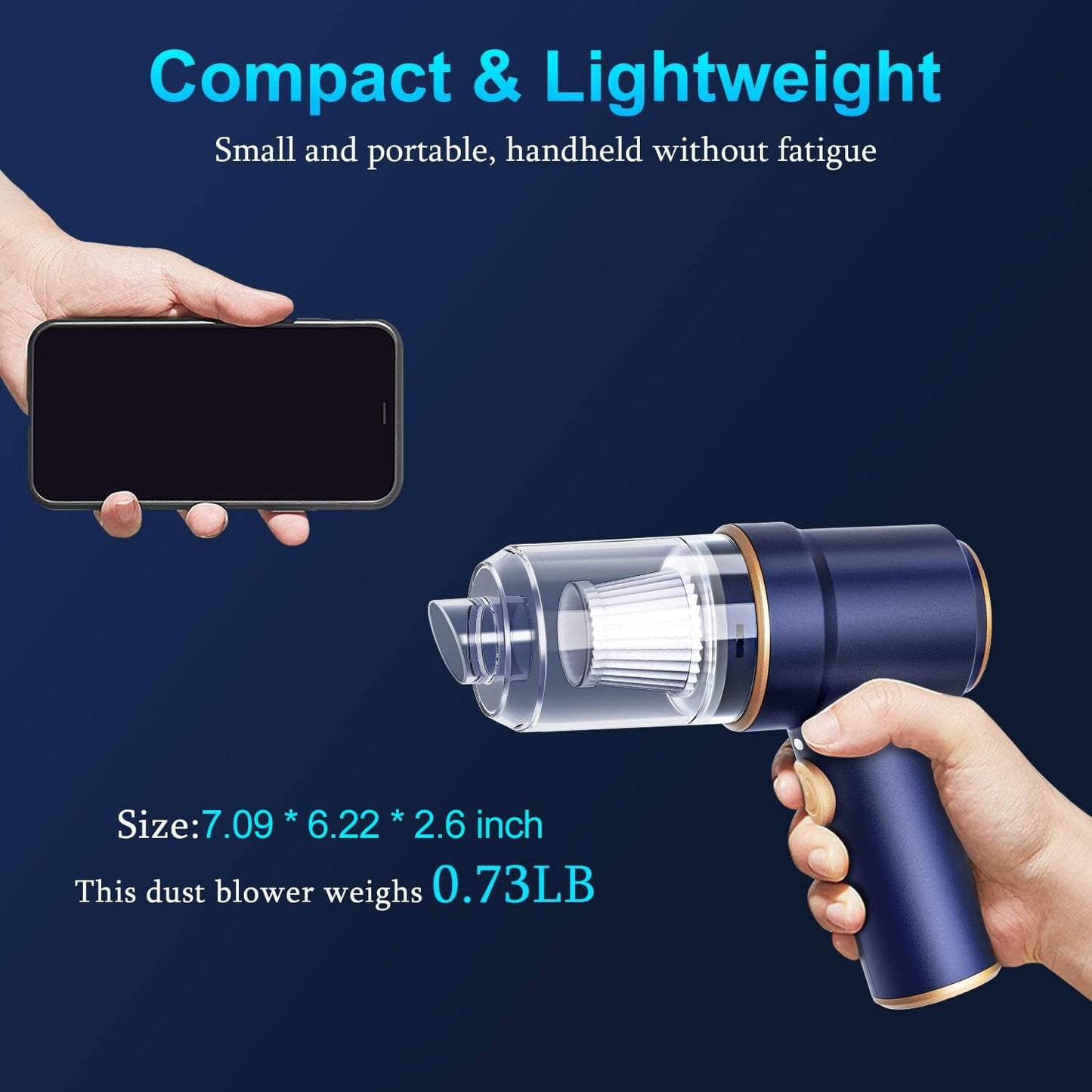 KMM Handheld Car Vacuum - 9000Pa Power with Air Duster & LED Light