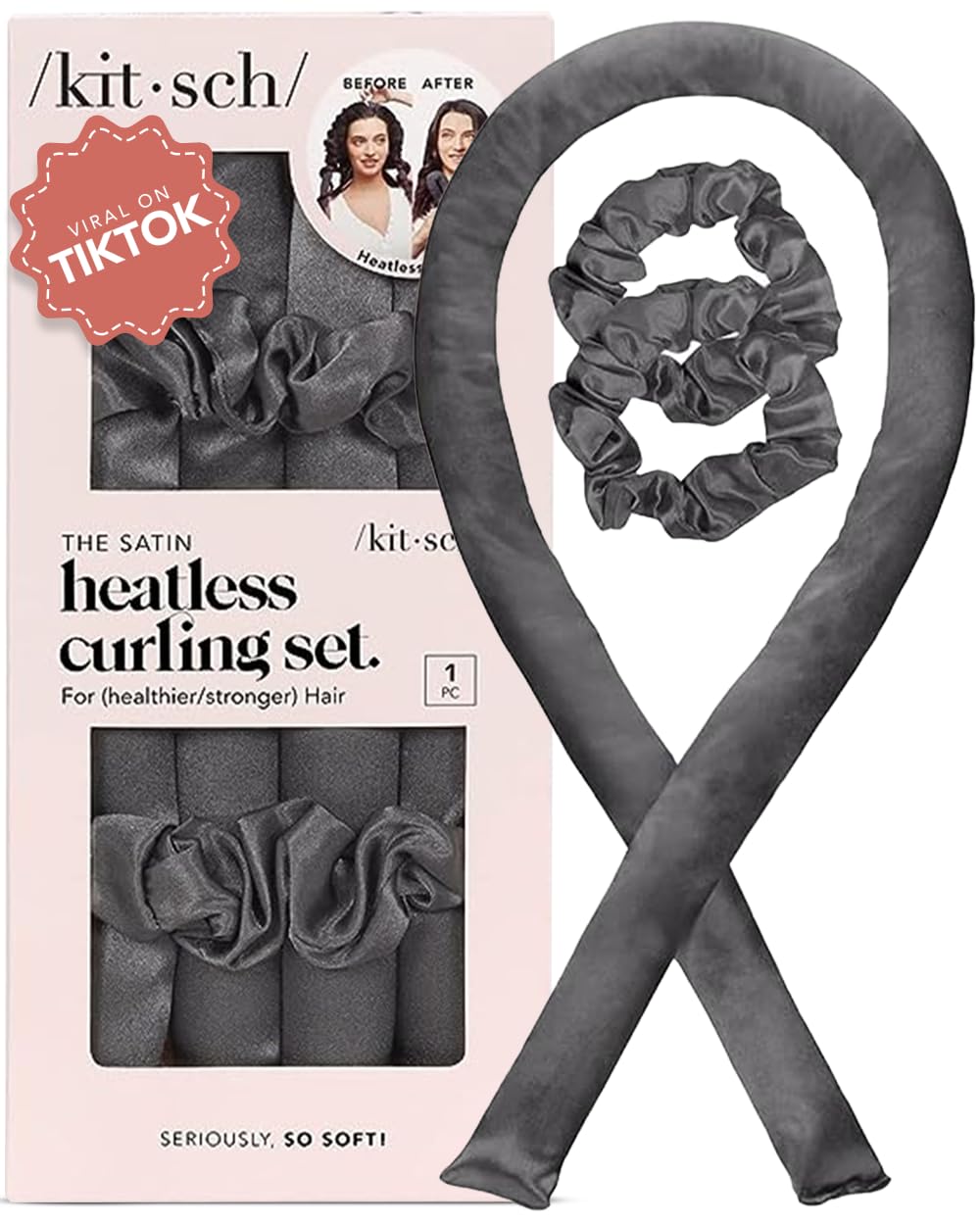 Kitsch Heatless Curling Set - Overnight Curls with Satin Hair Curler & Scrunchies