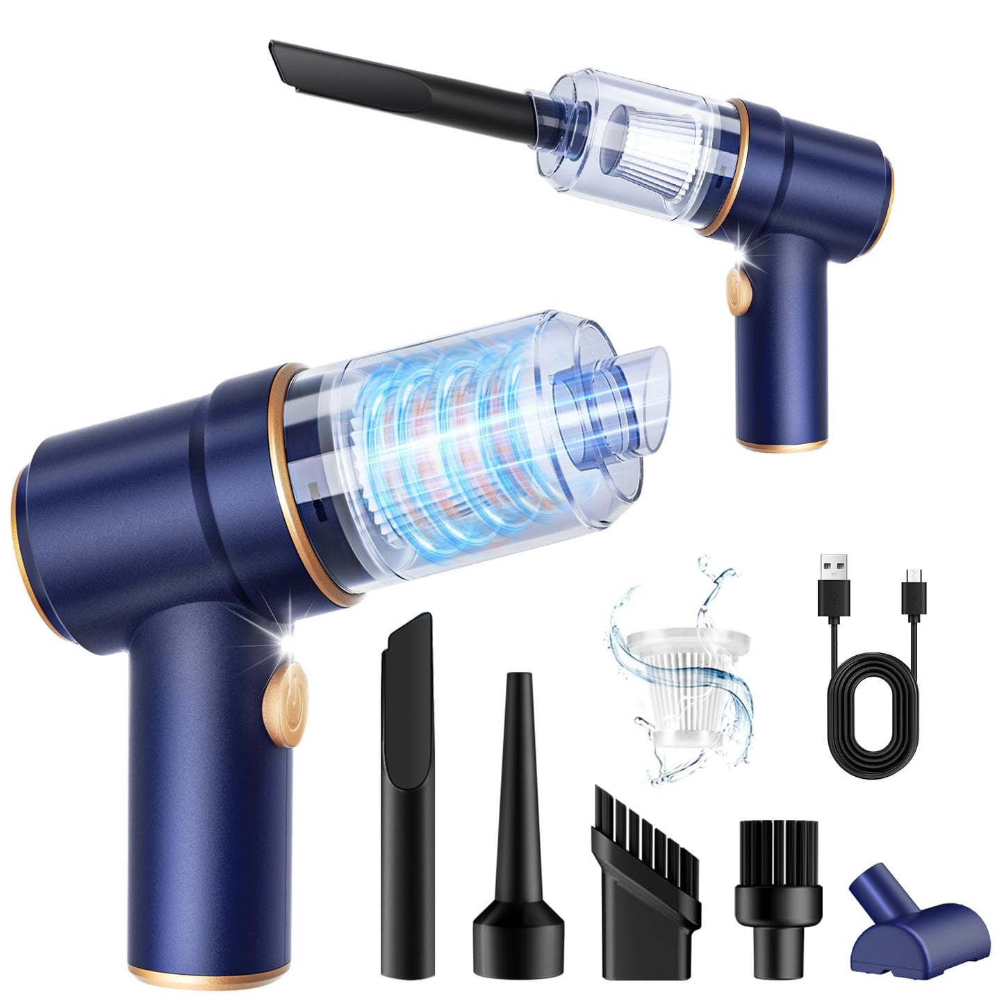 KMM Handheld Car Vacuum - 9000Pa Power with Air Duster & LED Light