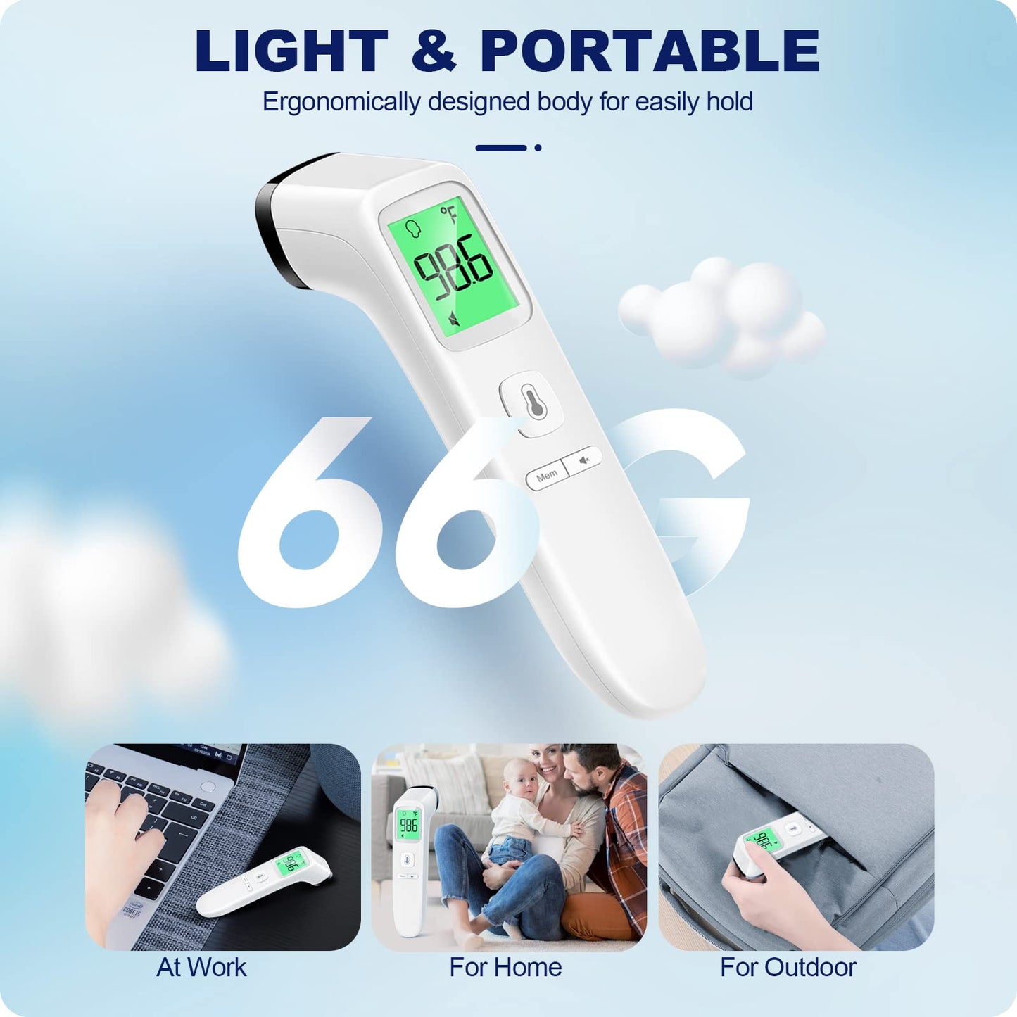 No-Touch Infrared Thermometer - 2-in-1 Forehead & Object Mode with Fever Alarm