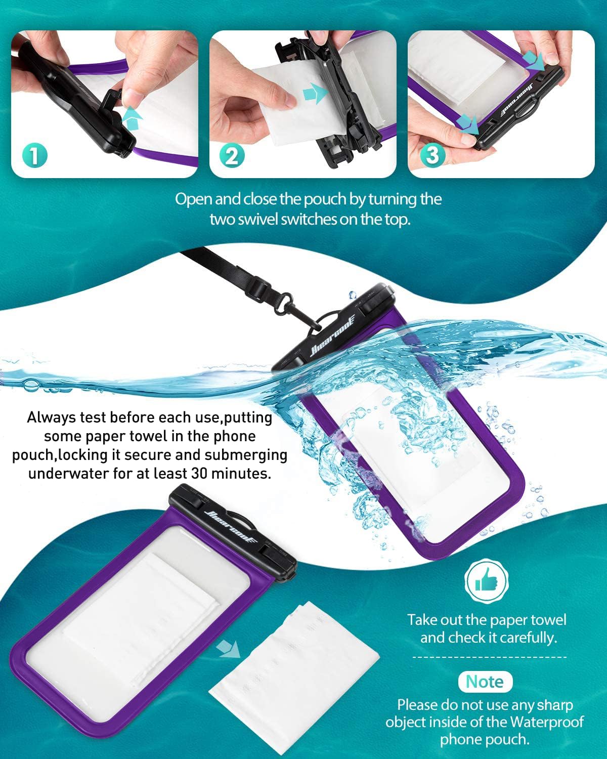 Waterproof Phone Pouch 2-Pack - IPX8 Dry Bag for iPhone & Android (8.3")