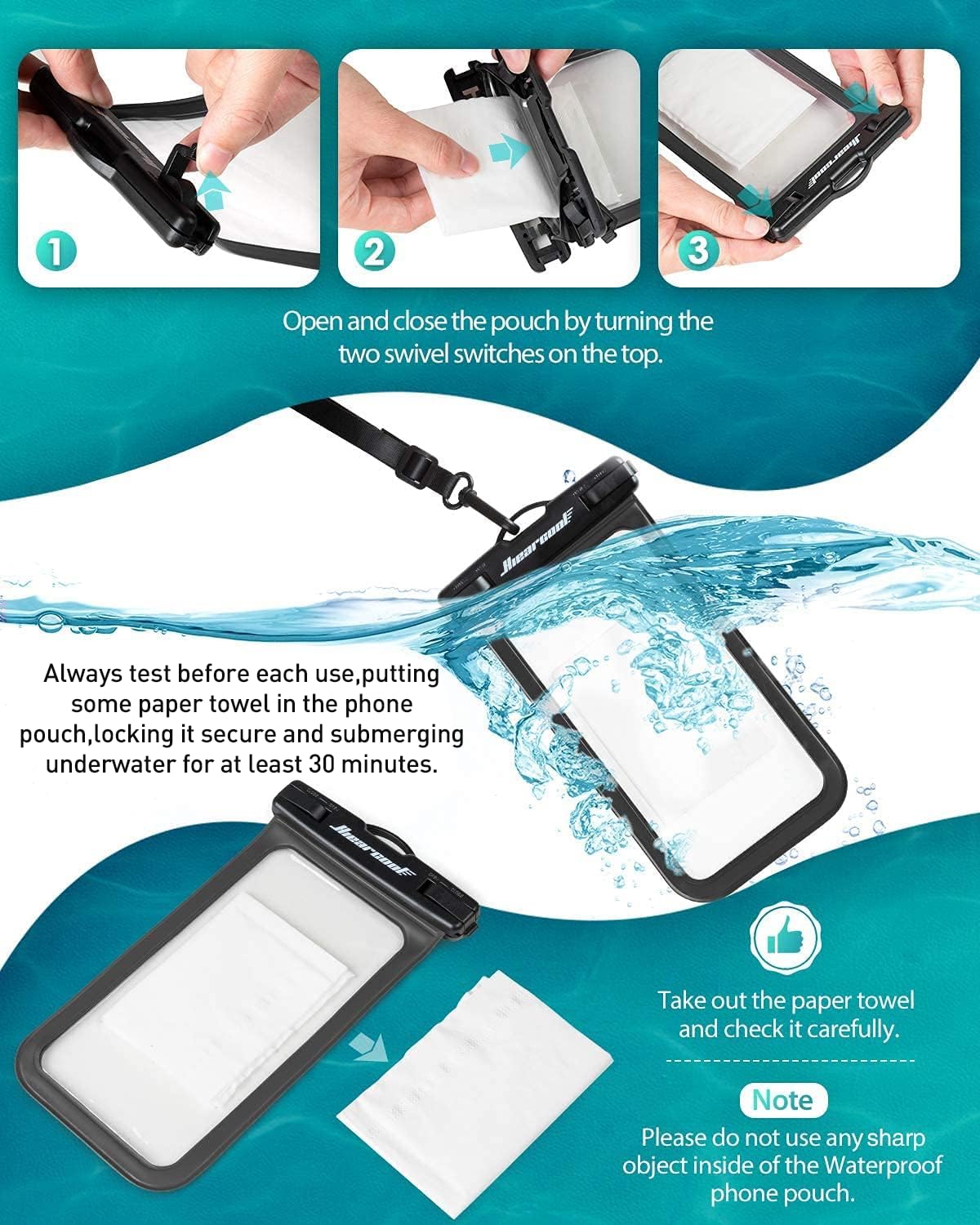 Waterproof Phone Pouch 2-Pack - IPX8 Dry Bag for iPhone & Android (8.3")