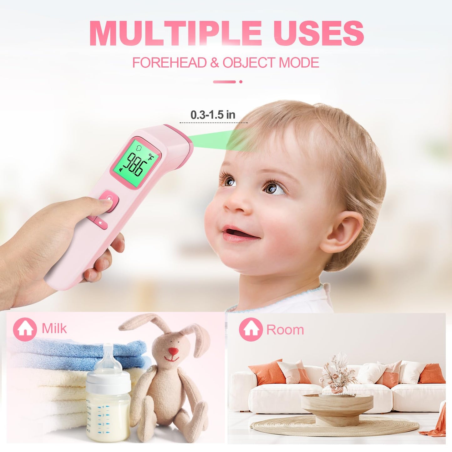 No-Touch Infrared Thermometer - 2-in-1 Forehead & Object Mode with Fever Alarm