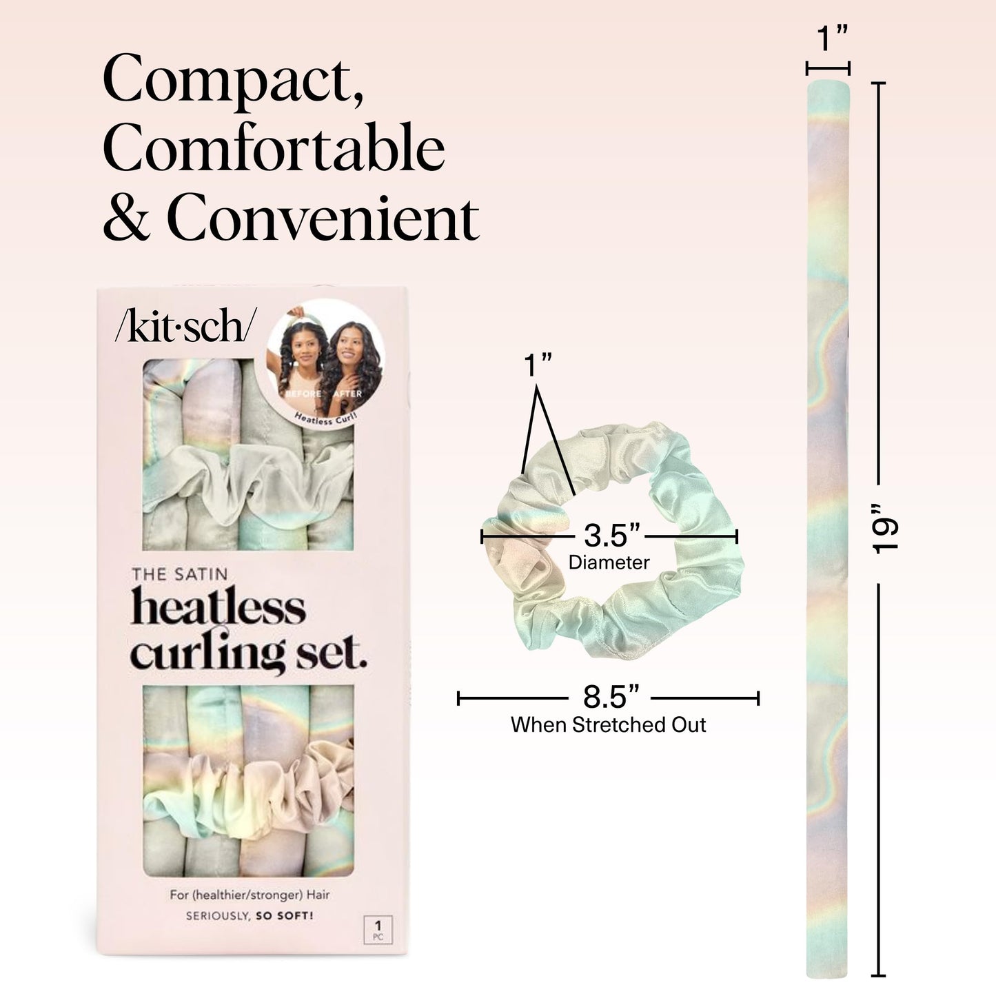 Kitsch Heatless Curling Set - Overnight Curls with Satin Hair Curler & Scrunchies