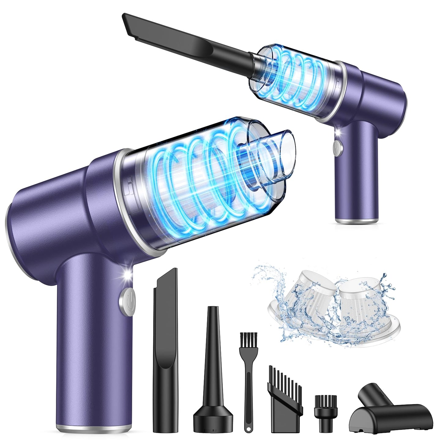 KMM Handheld Car Vacuum - 9000Pa Power with Air Duster & LED Light