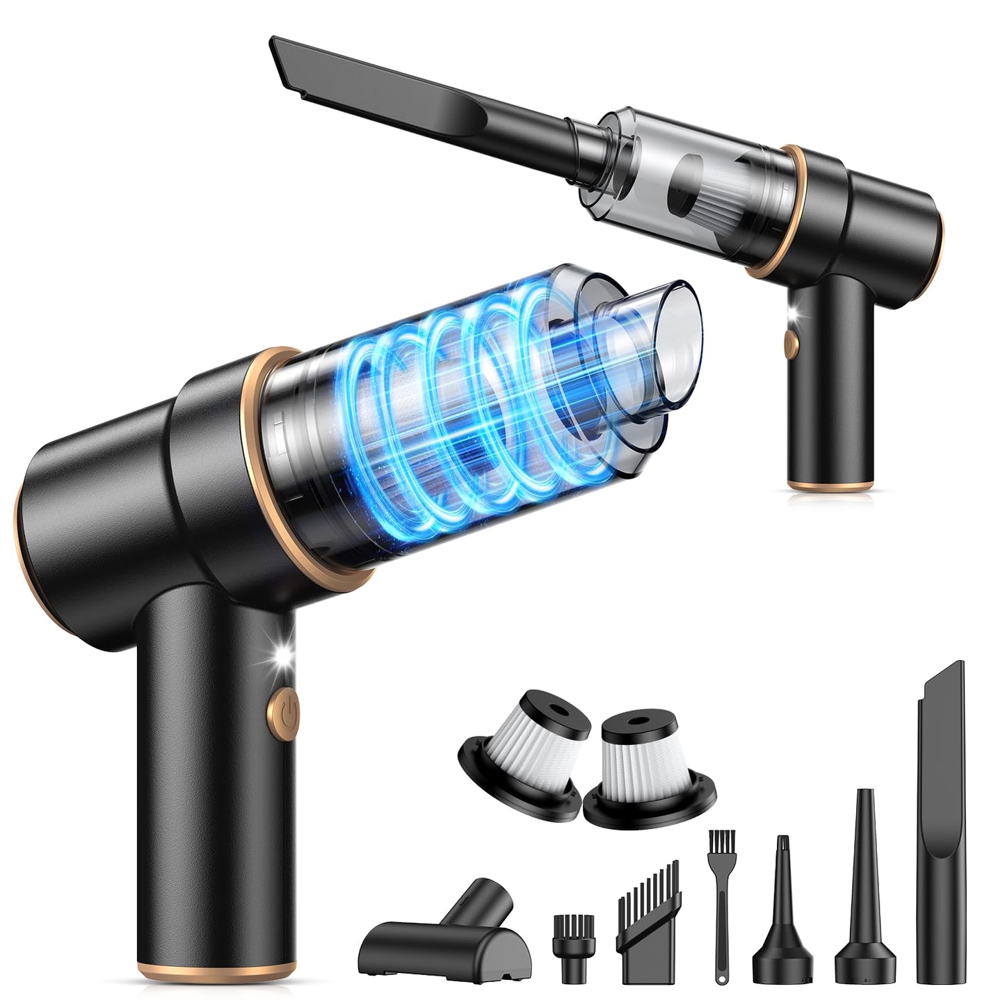 KMM Handheld Car Vacuum - 9000Pa Power with Air Duster & LED Light