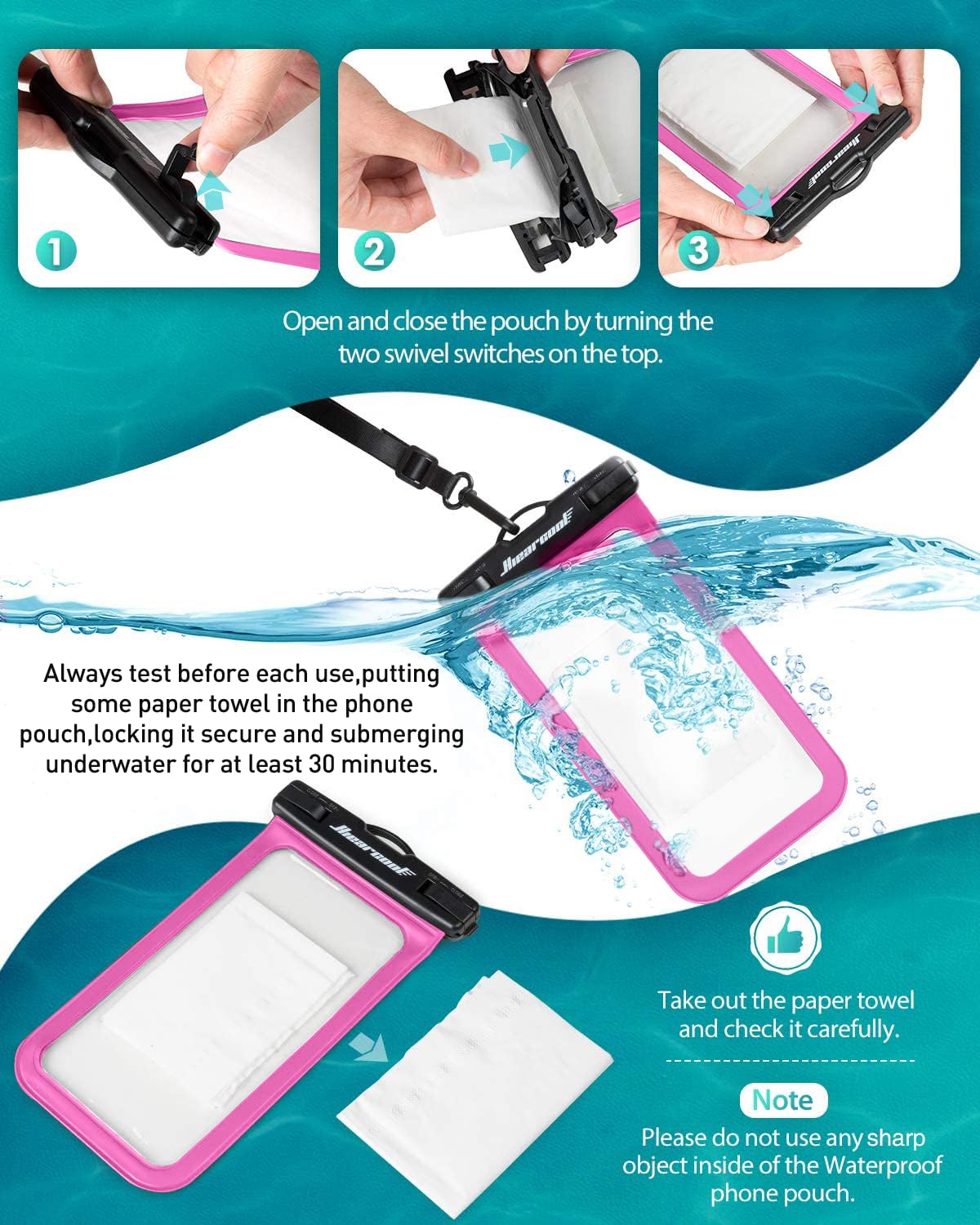 Waterproof Phone Pouch 2-Pack - IPX8 Dry Bag for iPhone & Android (8.3")