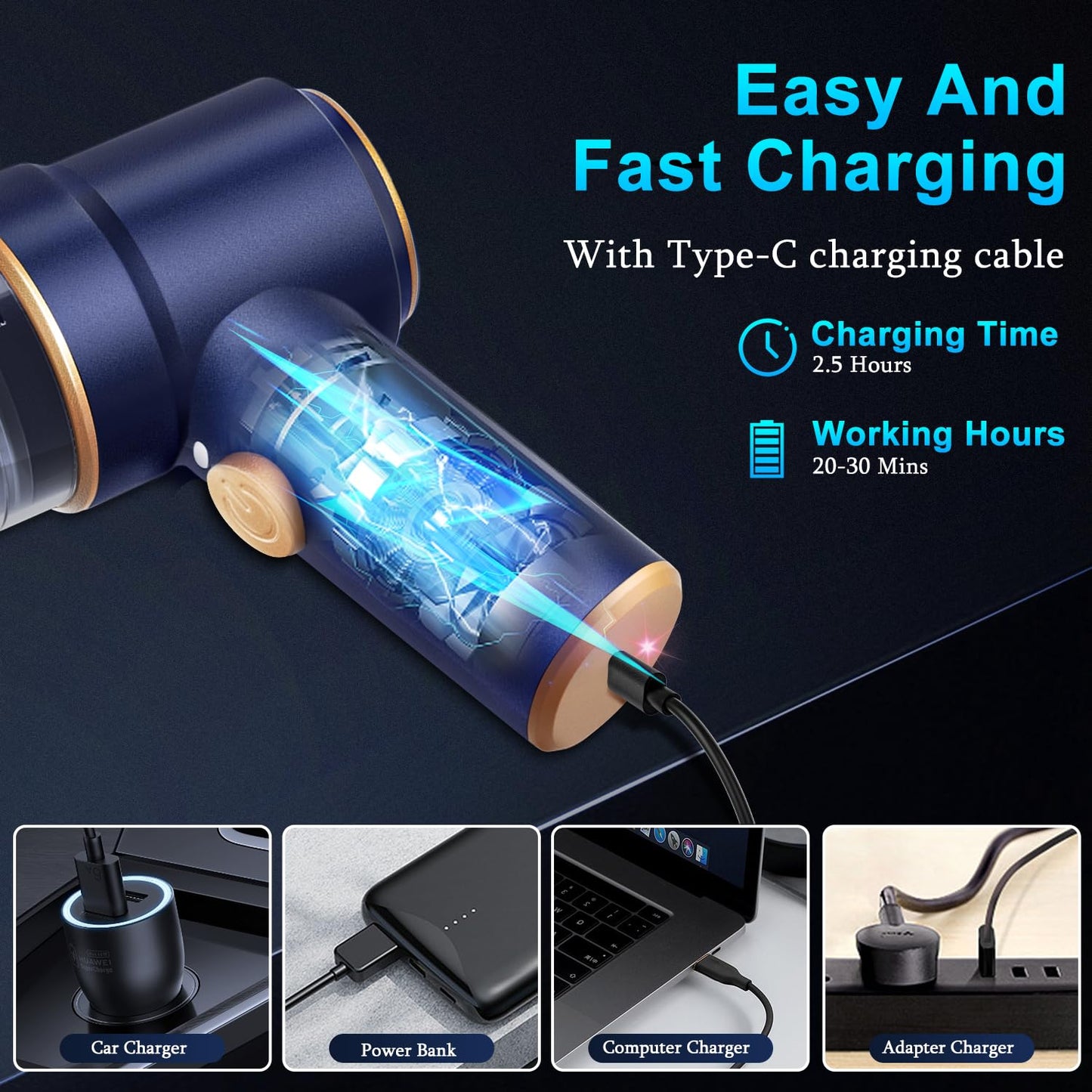KMM Handheld Car Vacuum - 9000Pa Power with Air Duster & LED Light