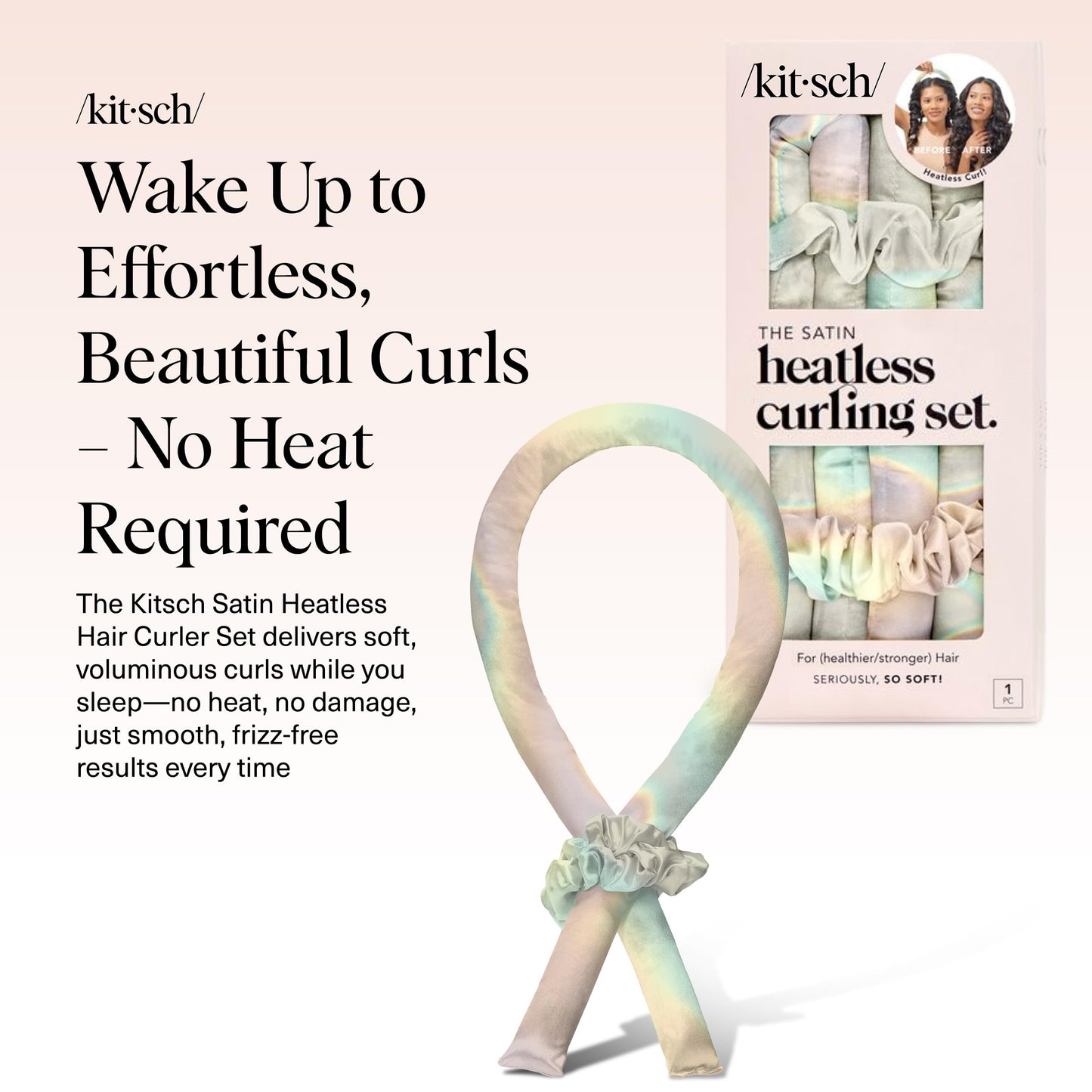 Kitsch Heatless Curling Set - Overnight Curls with Satin Hair Curler & Scrunchies