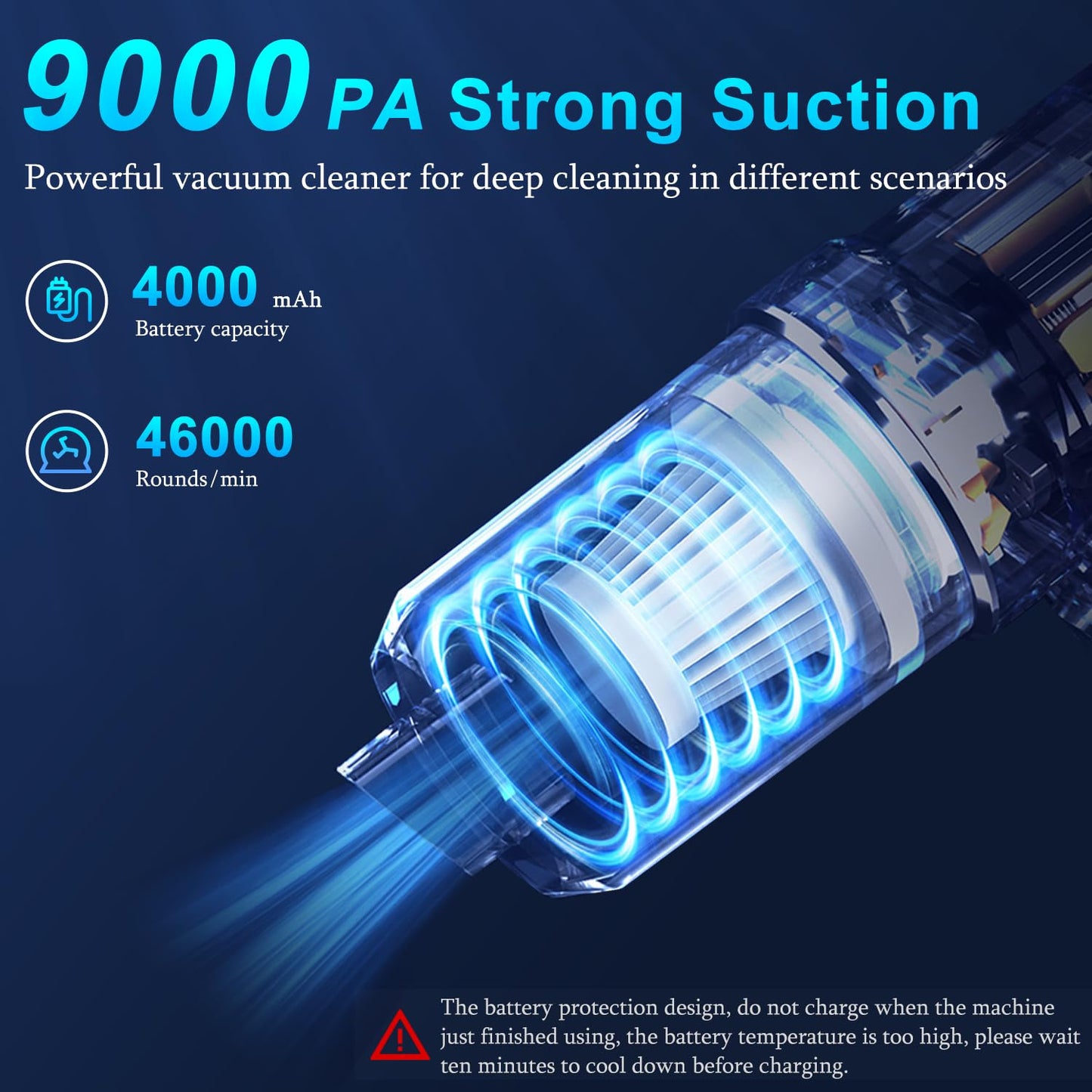 KMM Handheld Car Vacuum - 9000Pa Power with Air Duster & LED Light