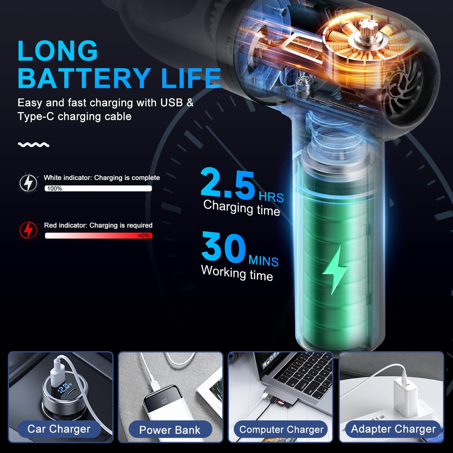 KMM Handheld Car Vacuum - 9000Pa Power with Air Duster & LED Light