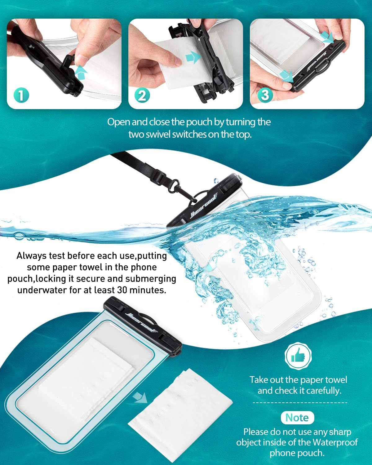 Waterproof Phone Pouch 2-Pack - IPX8 Dry Bag for iPhone & Android (8.3")