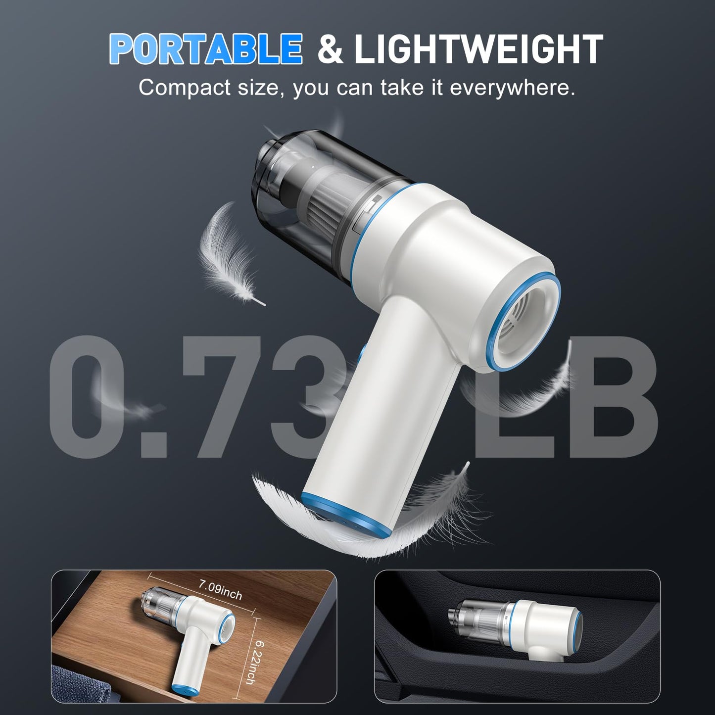 KMM Handheld Car Vacuum - 9000Pa Power with Air Duster & LED Light