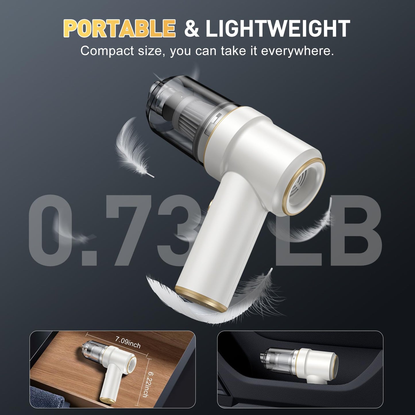 KMM Handheld Car Vacuum - 9000Pa Power with Air Duster & LED Light