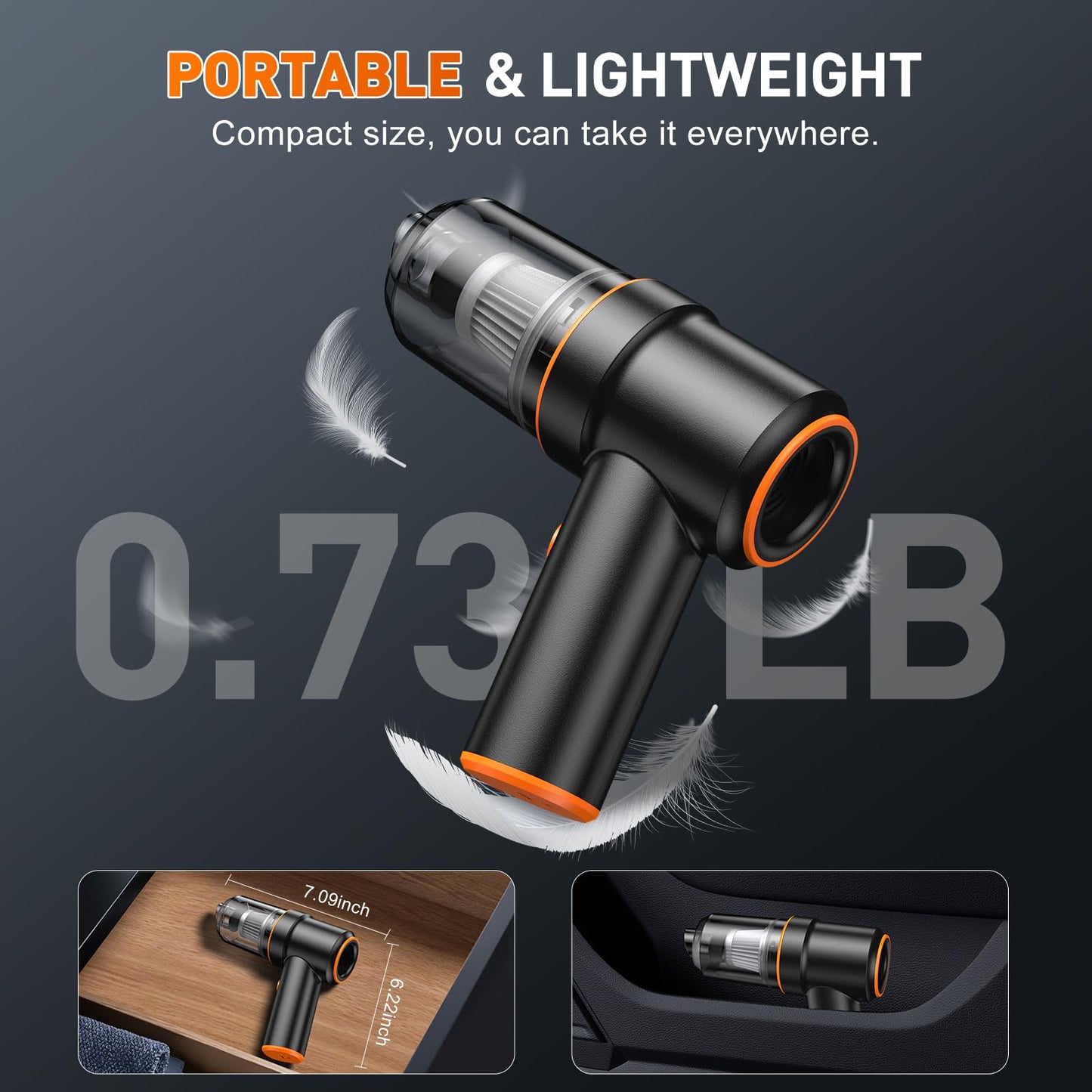KMM Handheld Car Vacuum - 9000Pa Power with Air Duster & LED Light