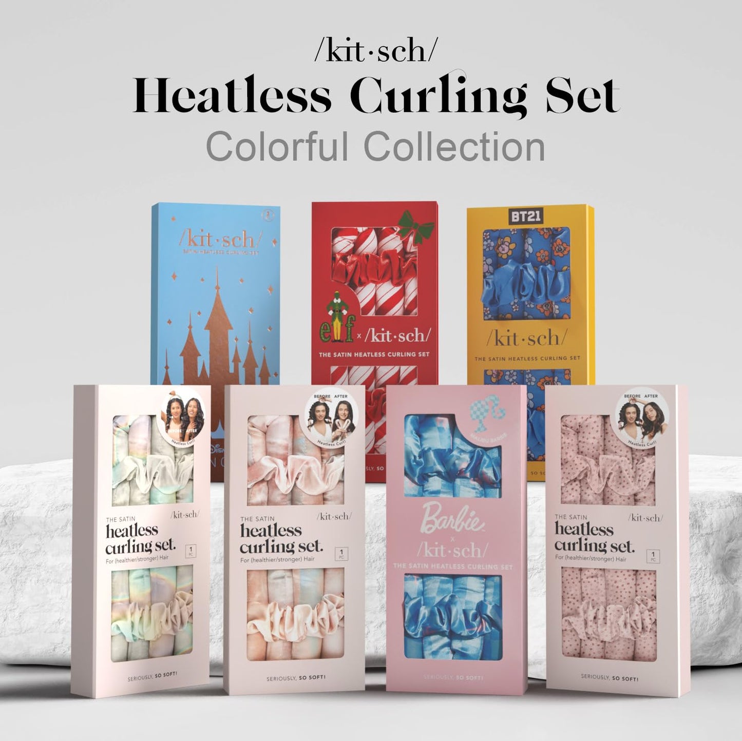 Kitsch Heatless Curling Set - Overnight Curls with Satin Hair Curler & Scrunchies