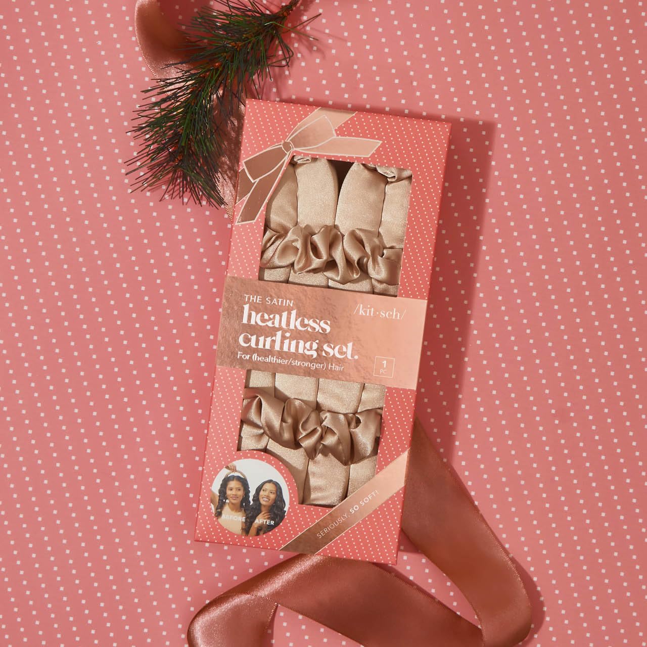 Kitsch Heatless Curling Set - Overnight Curls with Satin Hair Curler & Scrunchies