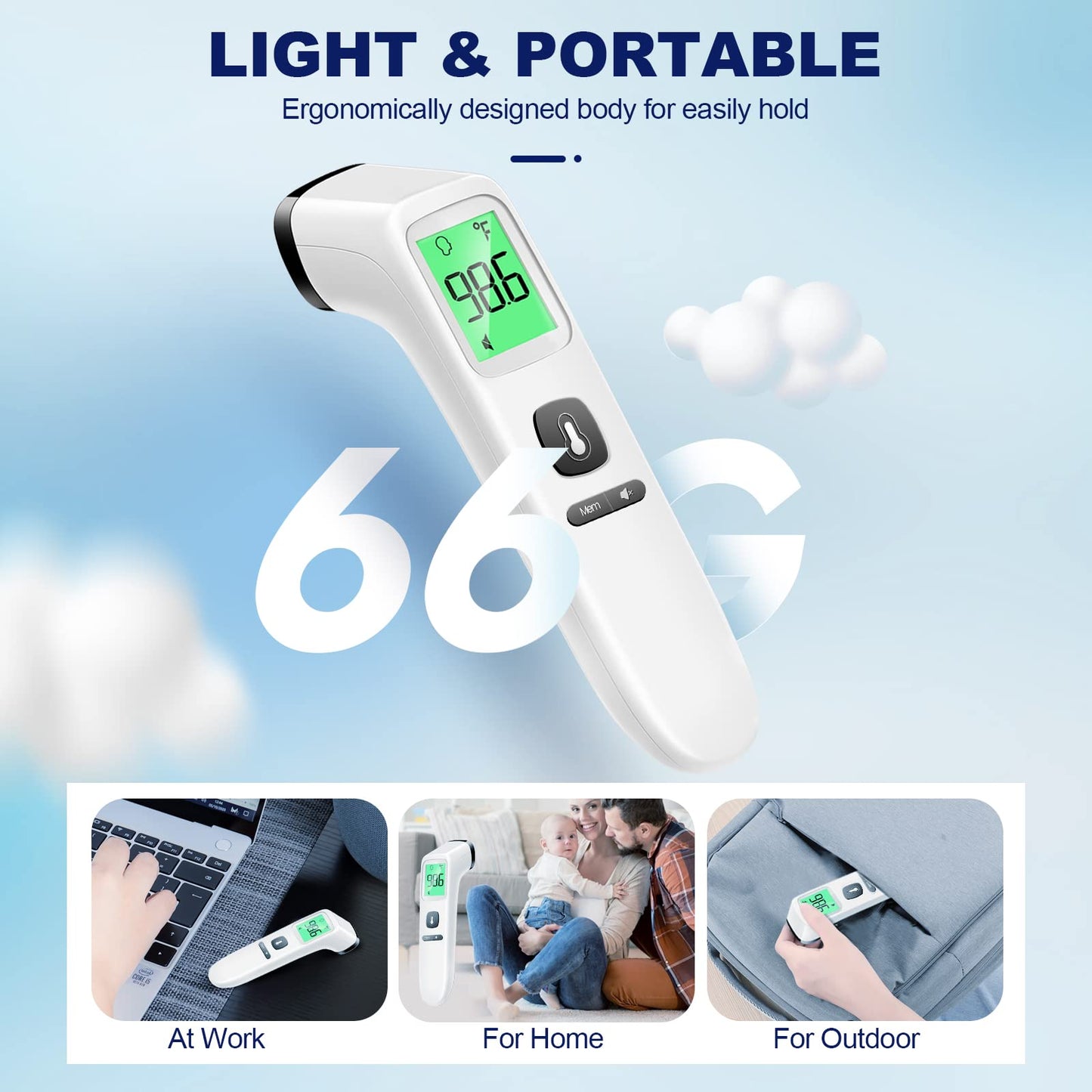 No-Touch Infrared Thermometer - 2-in-1 Forehead & Object Mode with Fever Alarm
