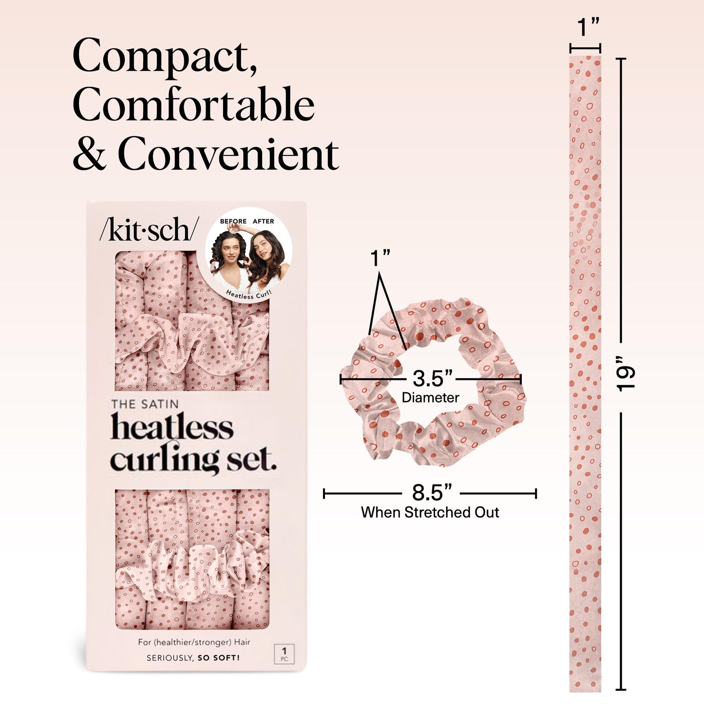 Kitsch Heatless Curling Set - Overnight Curls with Satin Hair Curler & Scrunchies
