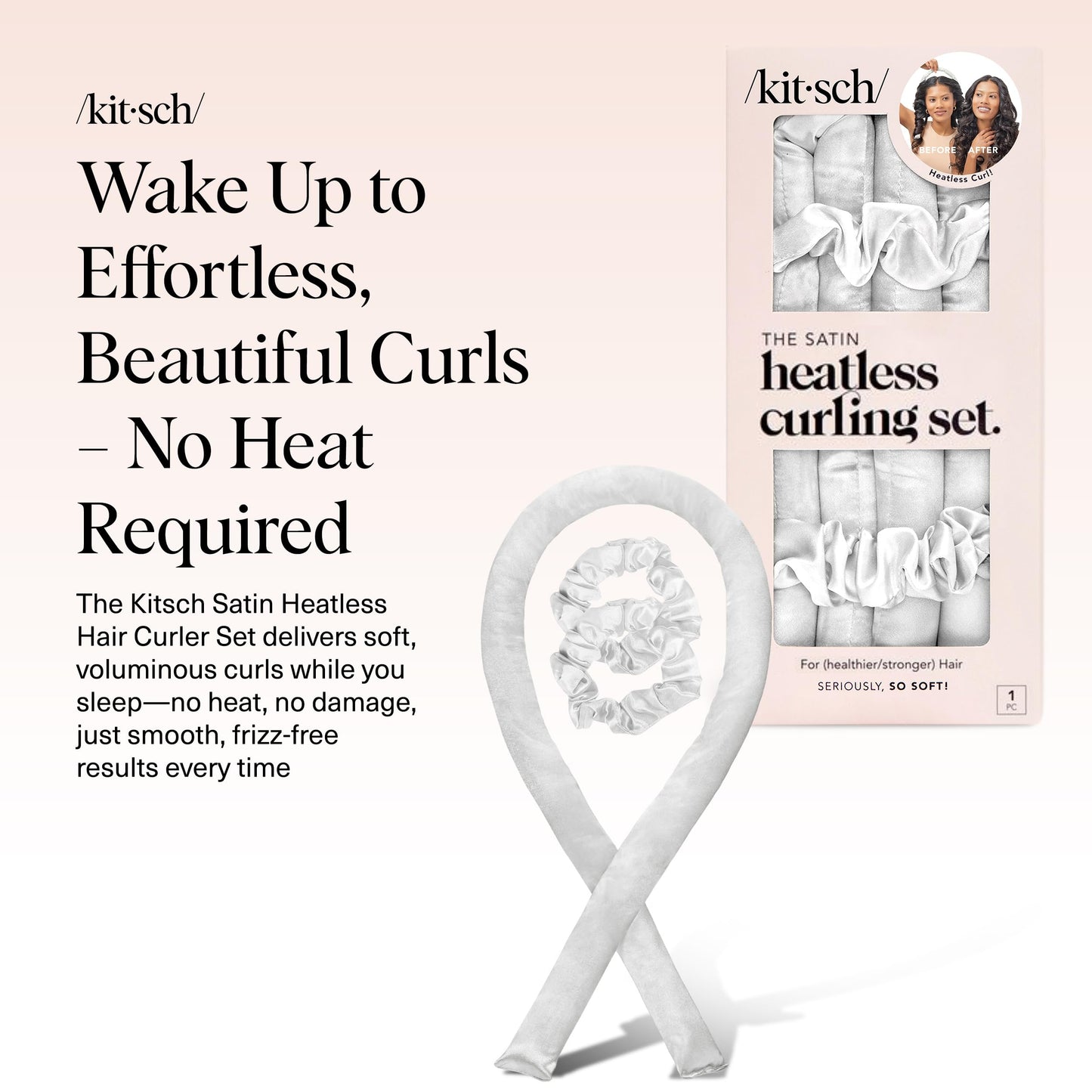 Kitsch Heatless Curling Set - Overnight Curls with Satin Hair Curler & Scrunchies