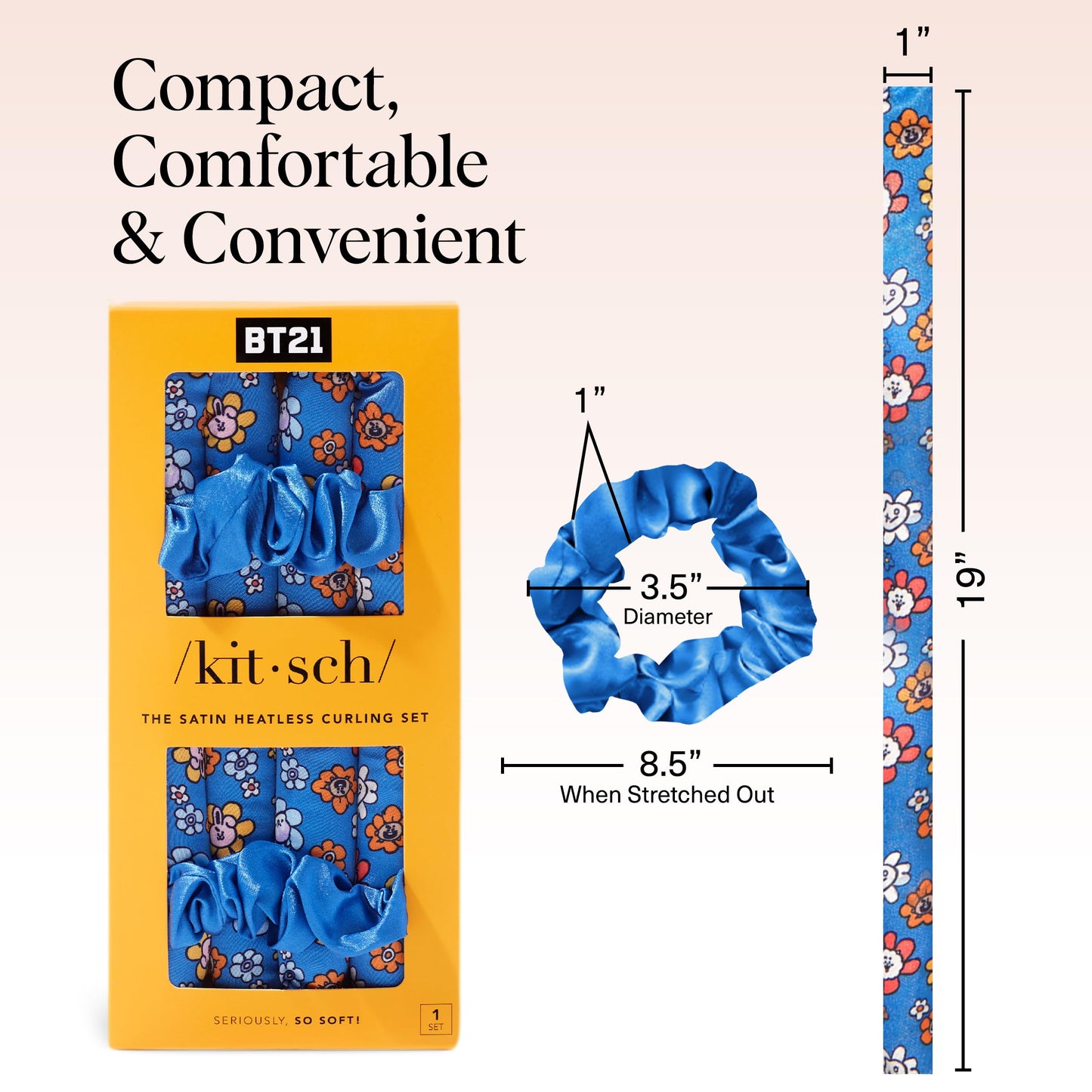 Kitsch Heatless Curling Set - Overnight Curls with Satin Hair Curler & Scrunchies