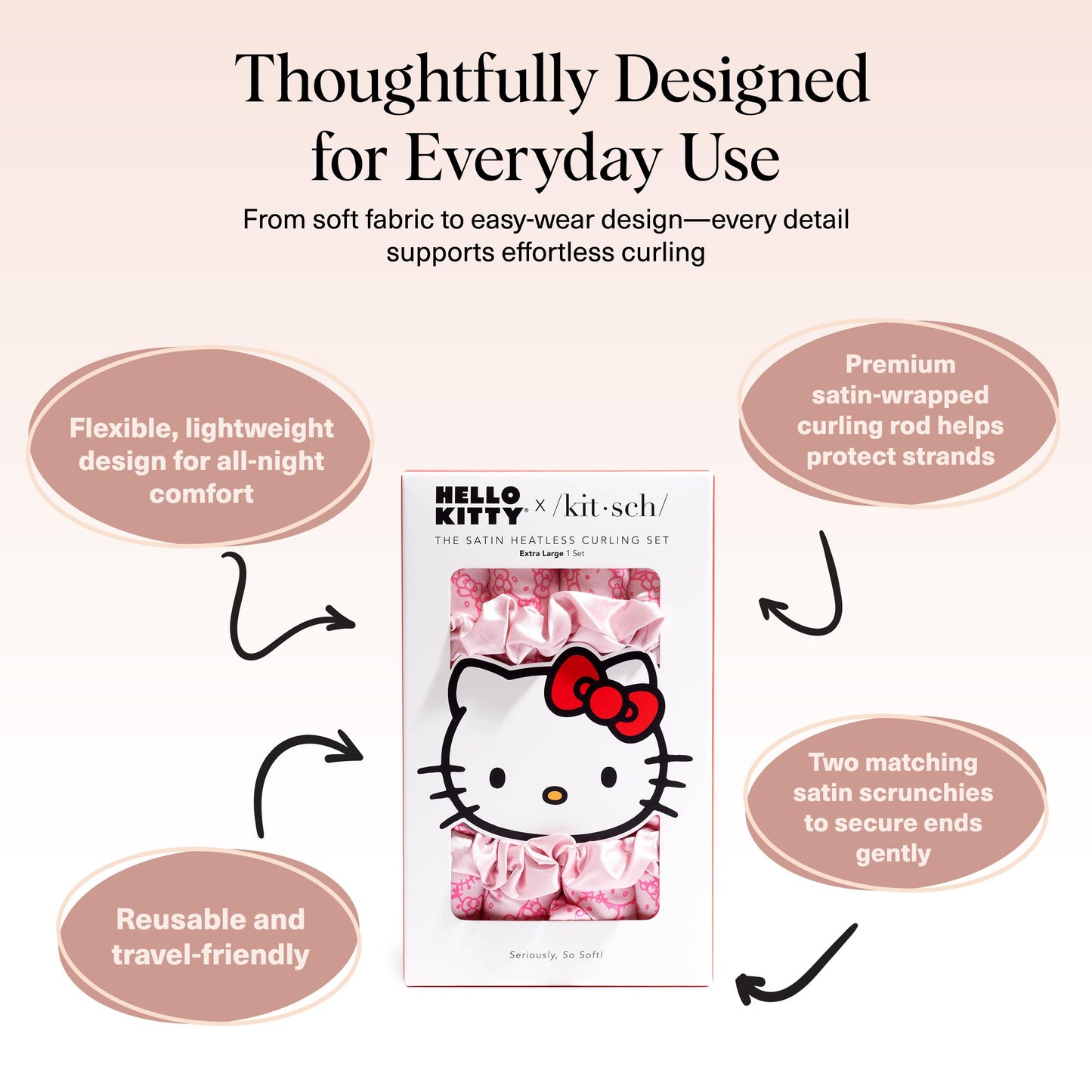 Kitsch Heatless Curling Set - Overnight Curls with Satin Hair Curler & Scrunchies