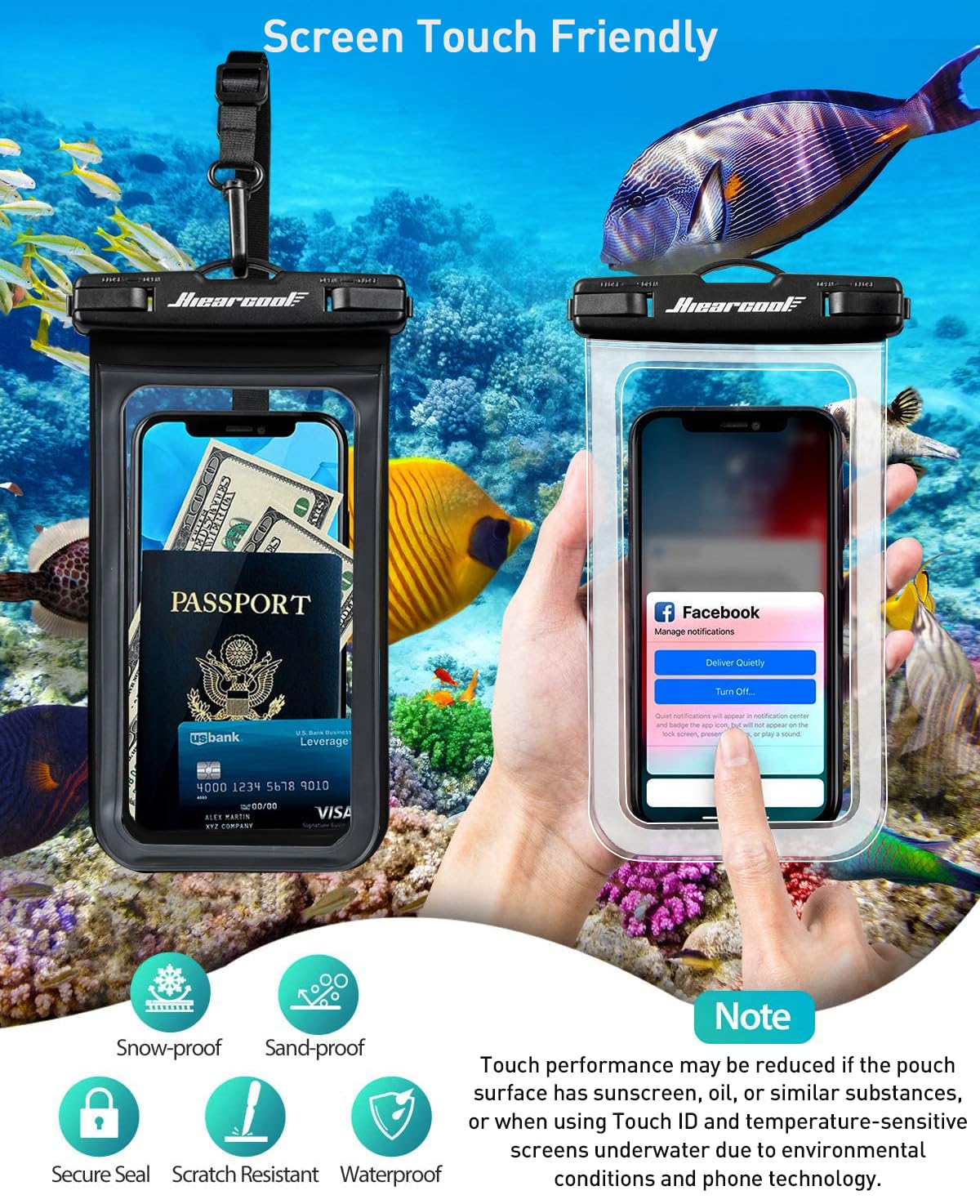Waterproof Phone Pouch 2-Pack - IPX8 Dry Bag for iPhone & Android (8.3")