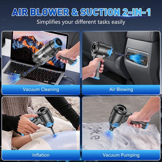 KMM Handheld Car Vacuum - 9000Pa Power with Air Duster & LED Light