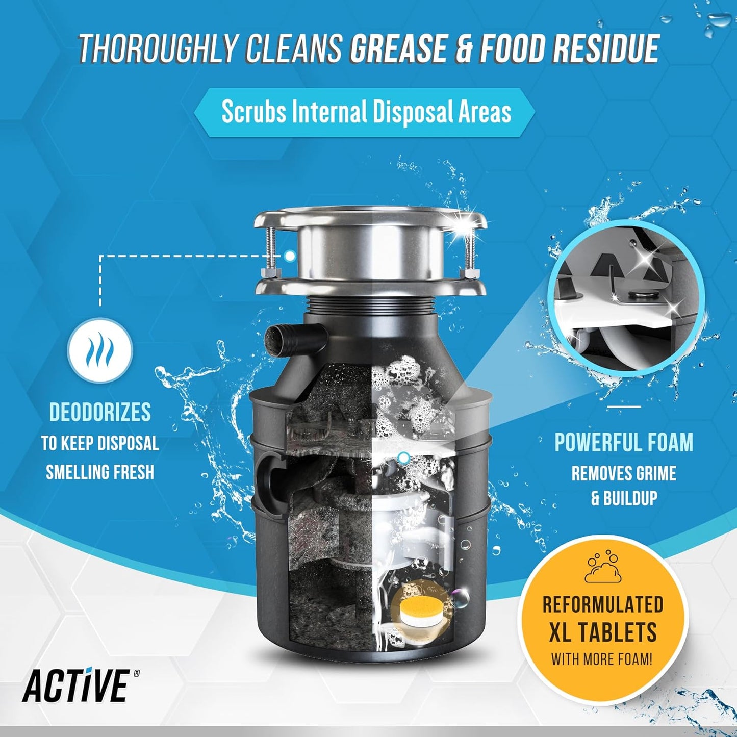 Garbage Disposal Cleaner Tablets - 24 Pack Fresh Citrus Deodorizer (1 Year Supply)
