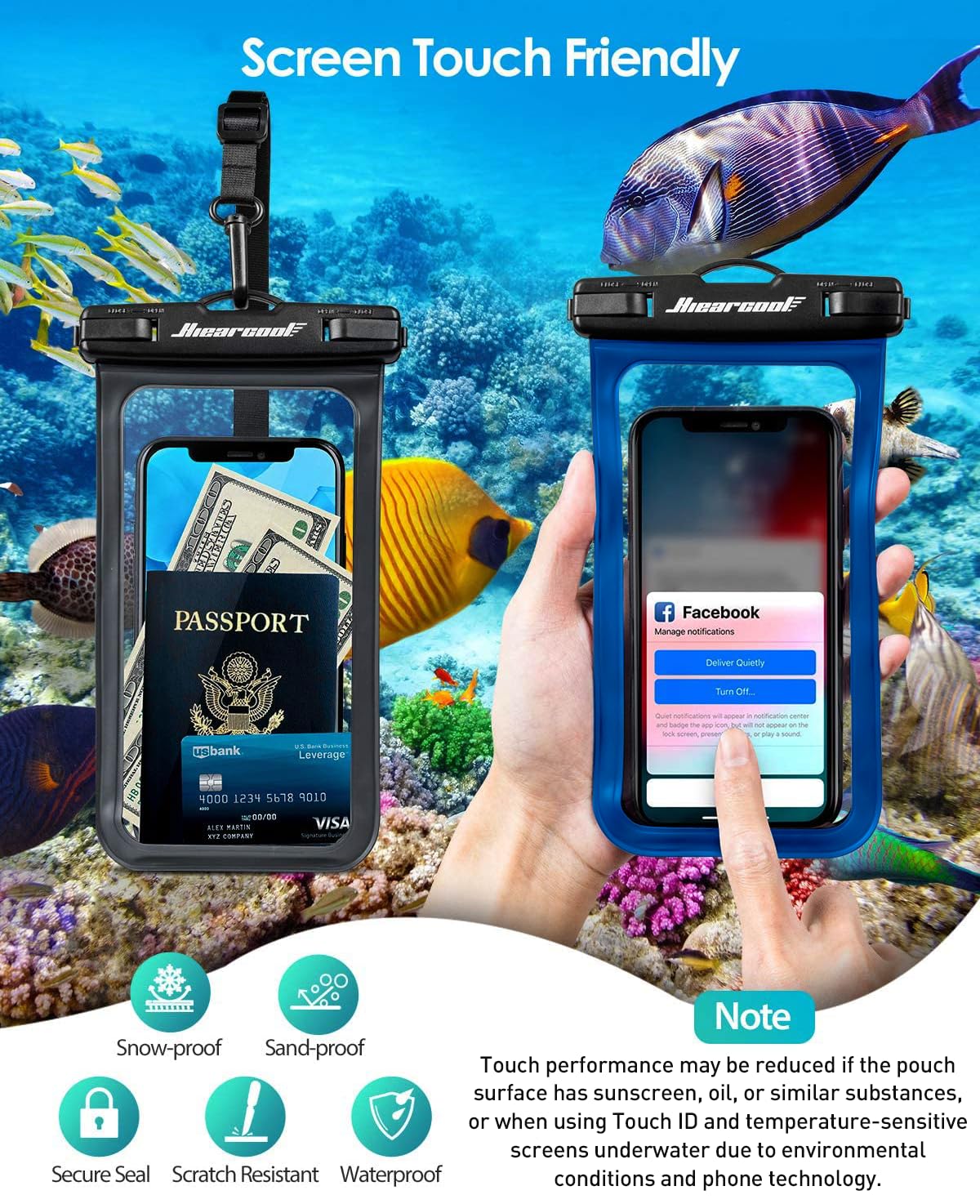 Waterproof Phone Pouch 2-Pack - IPX8 Dry Bag for iPhone & Android (8.3")