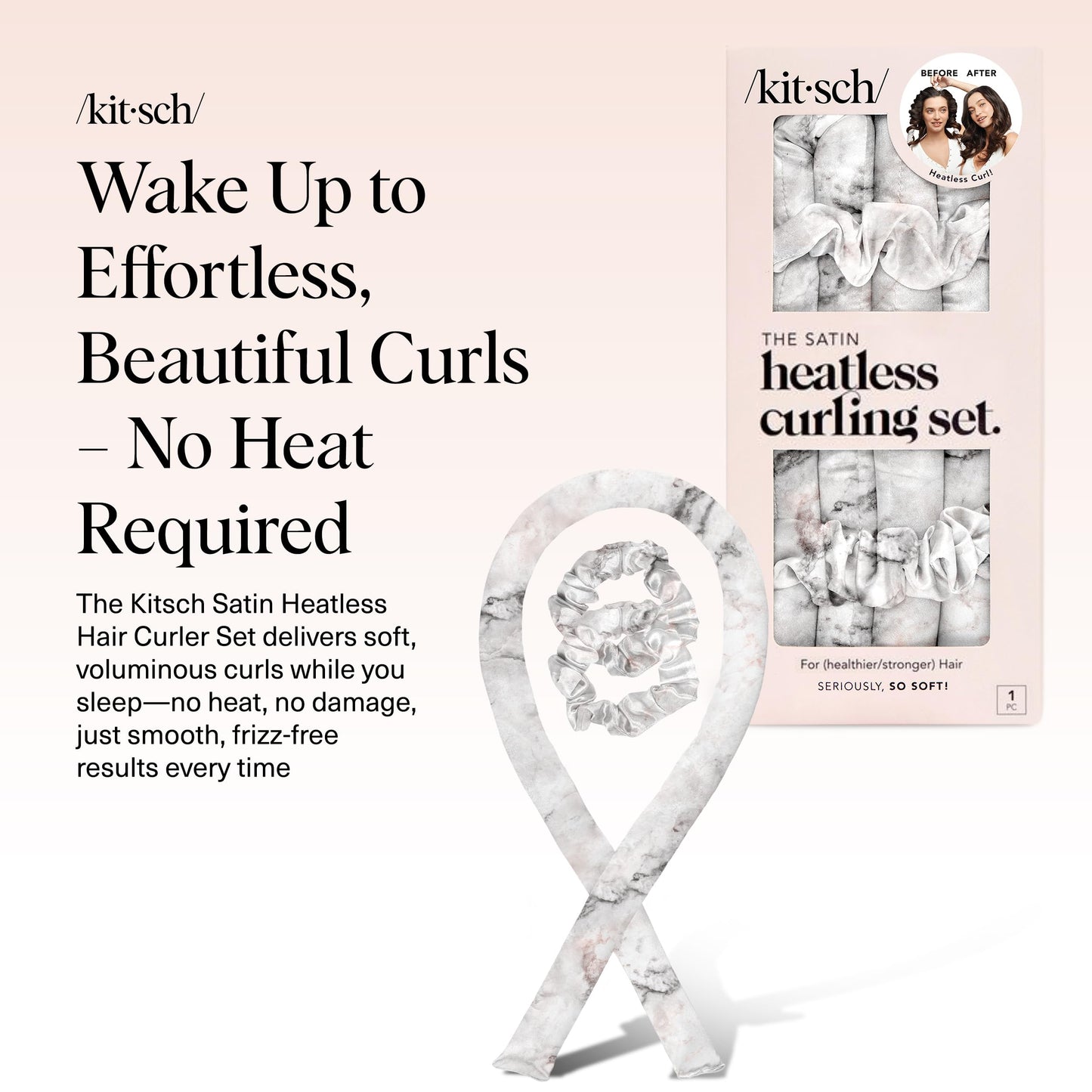 Kitsch Heatless Curling Set - Overnight Curls with Satin Hair Curler & Scrunchies