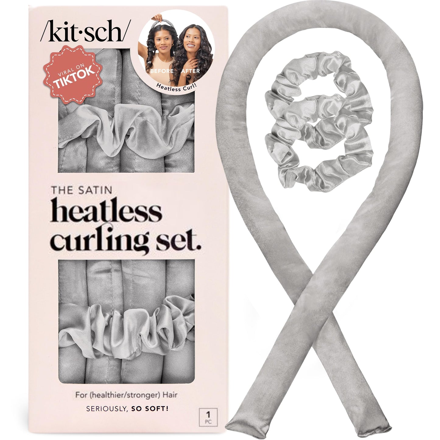 Kitsch Heatless Curling Set - Overnight Curls with Satin Hair Curler & Scrunchies