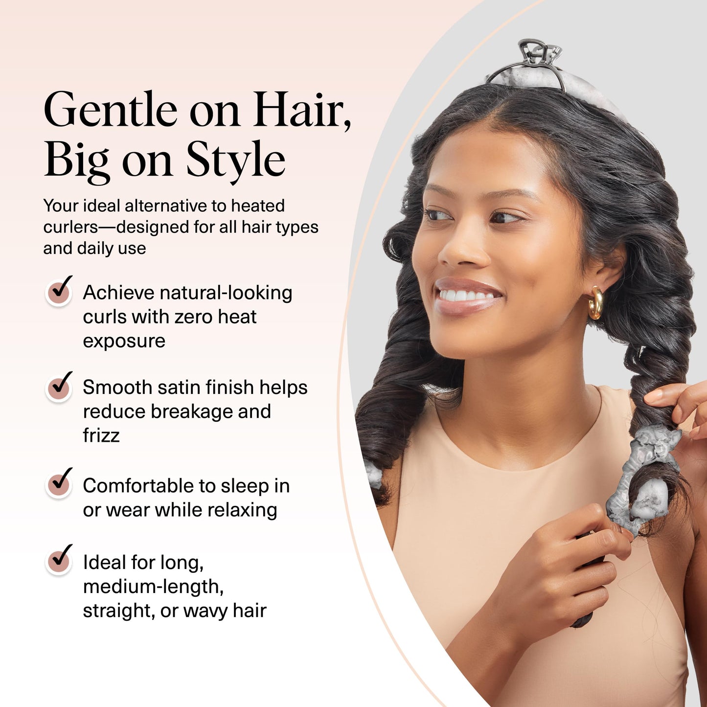Kitsch Heatless Curling Set - Overnight Curls with Satin Hair Curler & Scrunchies
