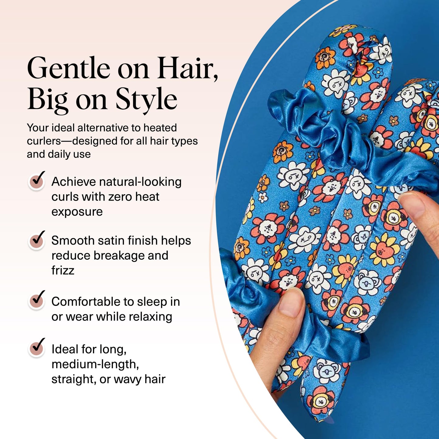 Kitsch Heatless Curling Set - Overnight Curls with Satin Hair Curler & Scrunchies