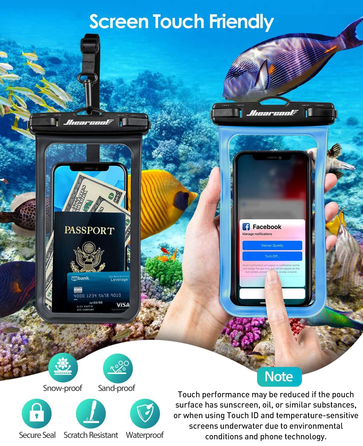 Waterproof Phone Pouch 2-Pack - IPX8 Dry Bag for iPhone & Android (8.3")