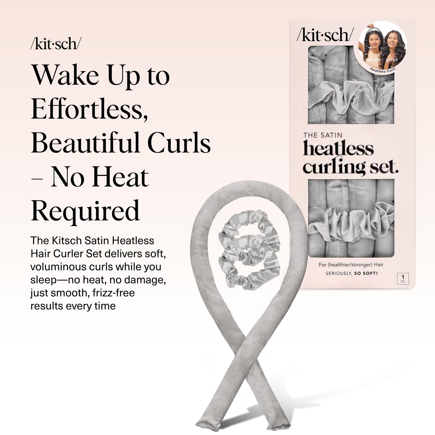 Kitsch Heatless Curling Set - Overnight Curls with Satin Hair Curler & Scrunchies