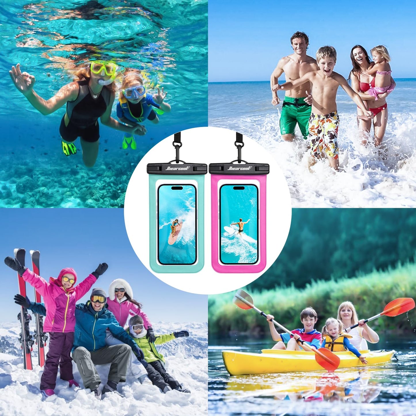 Waterproof Phone Pouch 2-Pack - IPX8 Dry Bag for iPhone & Android (8.3")
