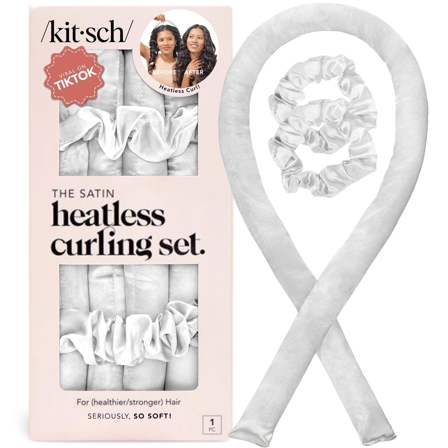 Kitsch Heatless Curling Set - Overnight Curls with Satin Hair Curler & Scrunchies