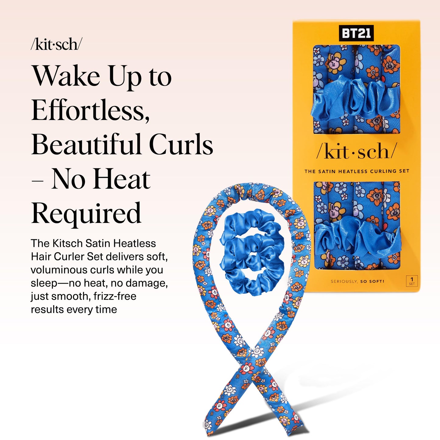 Kitsch Heatless Curling Set - Overnight Curls with Satin Hair Curler & Scrunchies