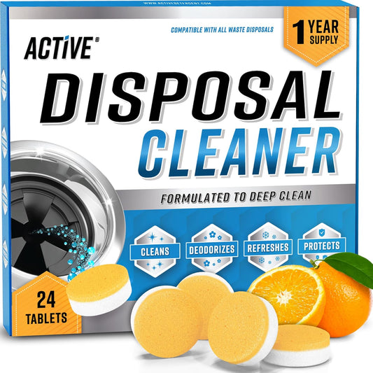 Garbage Disposal Cleaner Tablets - 24 Pack Fresh Citrus Deodorizer (1 Year Supply)