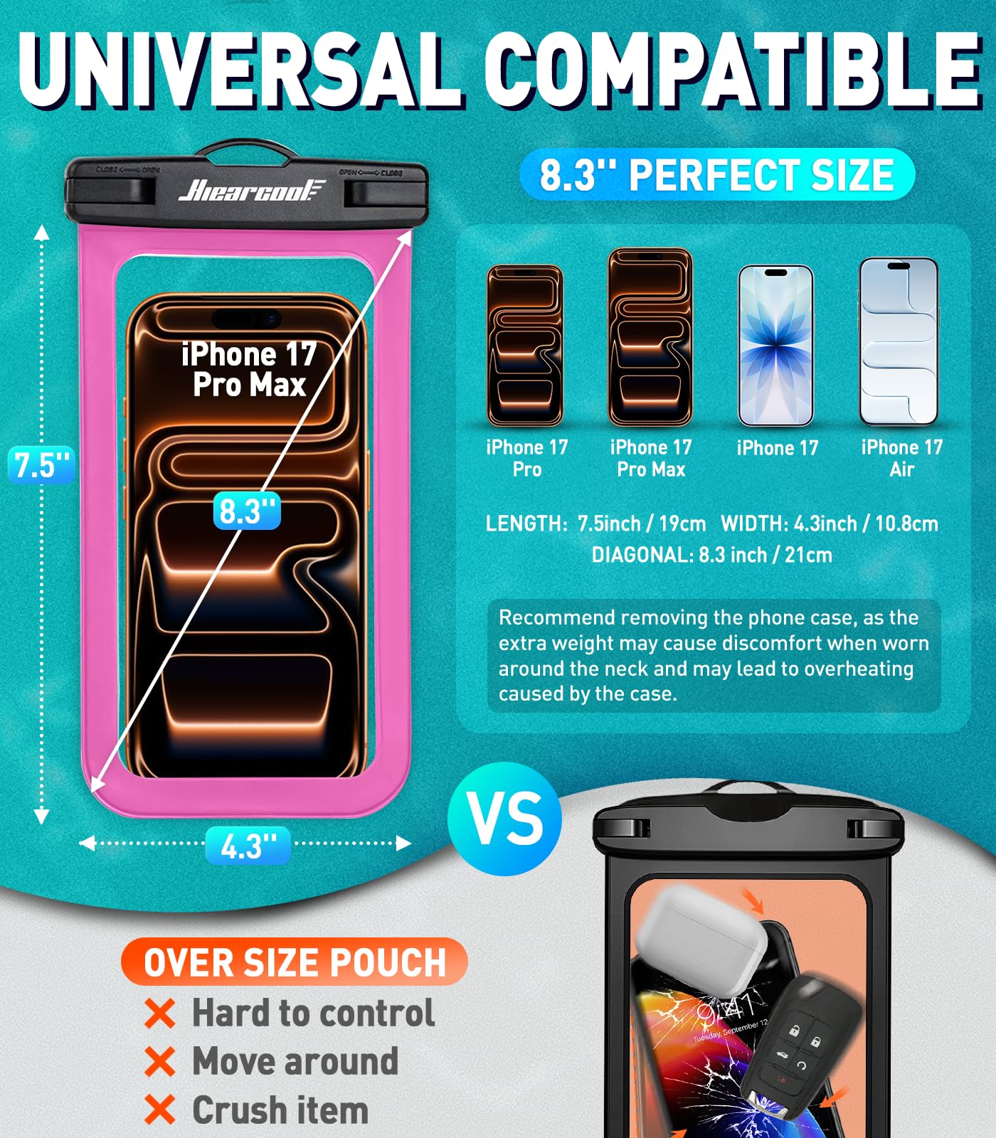 Waterproof Phone Pouch 2-Pack - IPX8 Dry Bag for iPhone & Android (8.3")
