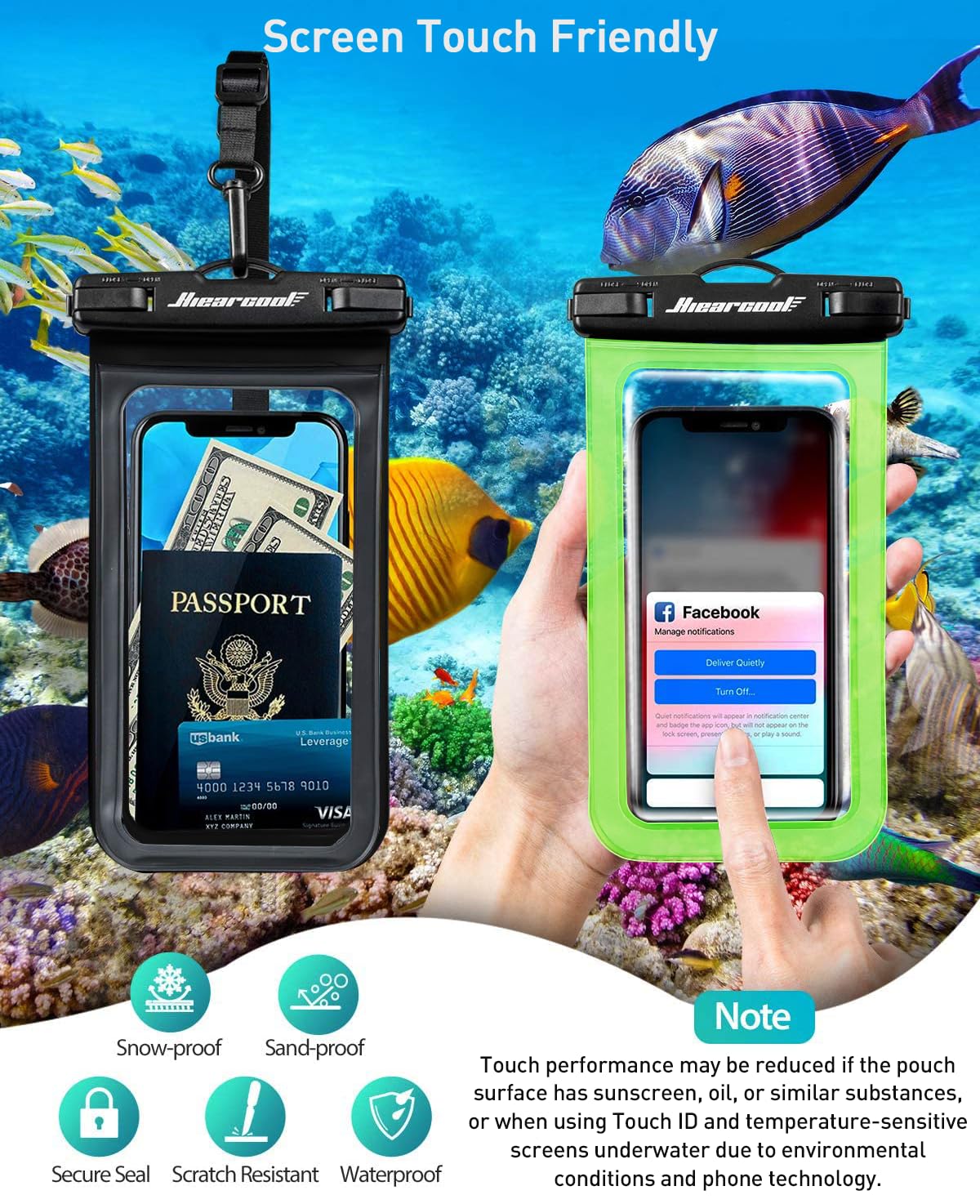 Waterproof Phone Pouch 2-Pack - IPX8 Dry Bag for iPhone & Android (8.3")