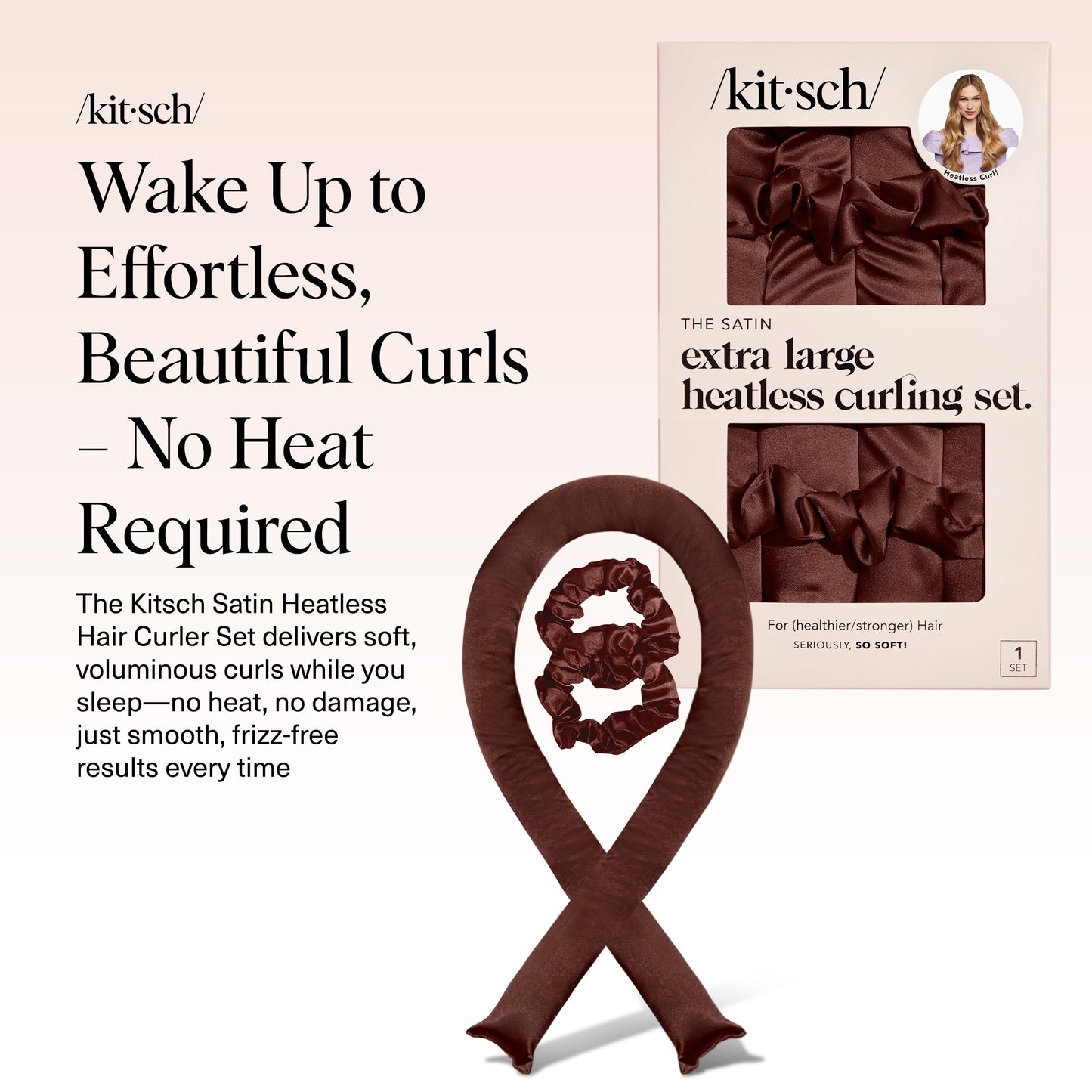 Kitsch Heatless Curling Set - Overnight Curls with Satin Hair Curler & Scrunchies