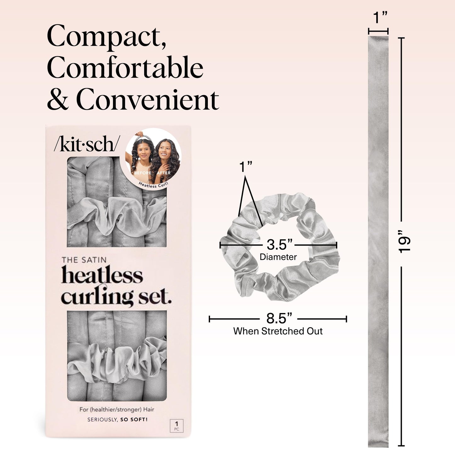 Kitsch Heatless Curling Set - Overnight Curls with Satin Hair Curler & Scrunchies